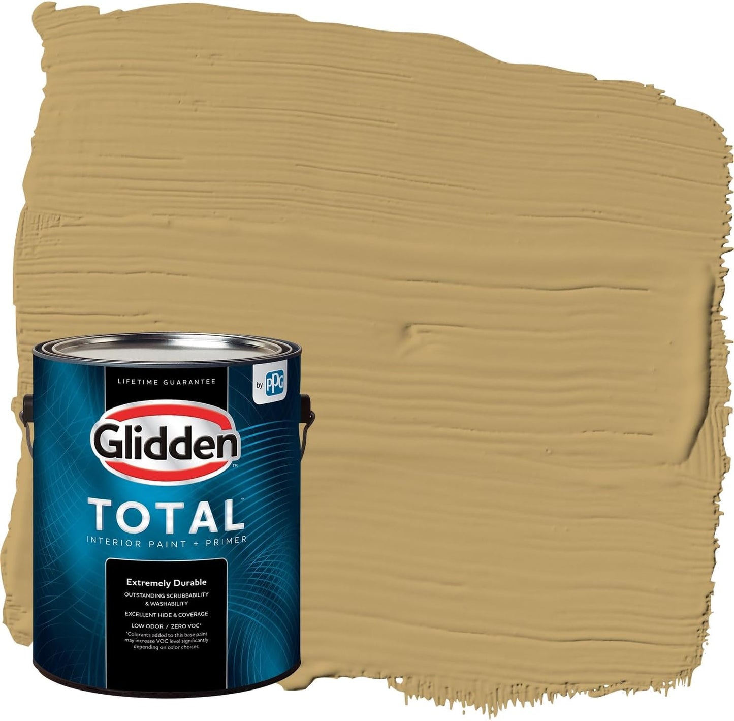 Glidden Interior Paint + Primer: Beige/Toasted Almond, One Coat, Semi-Gloss, 1-Quart