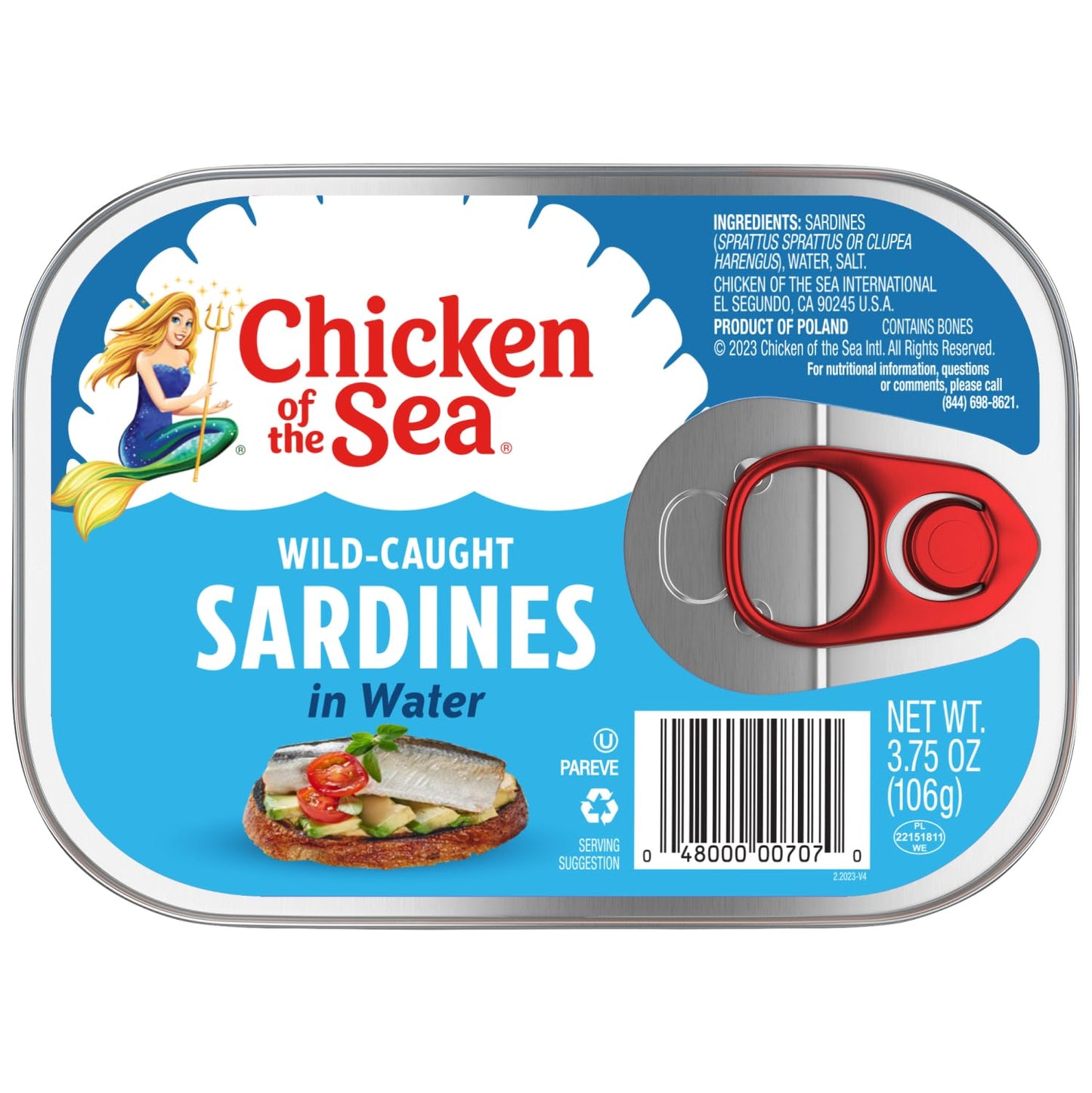 Chicken of the Sea Sardines in Olive Oil, 3.75 oz. Cans (Pack of 18), Wild Caught Canned Sardines, Packaging May Vary