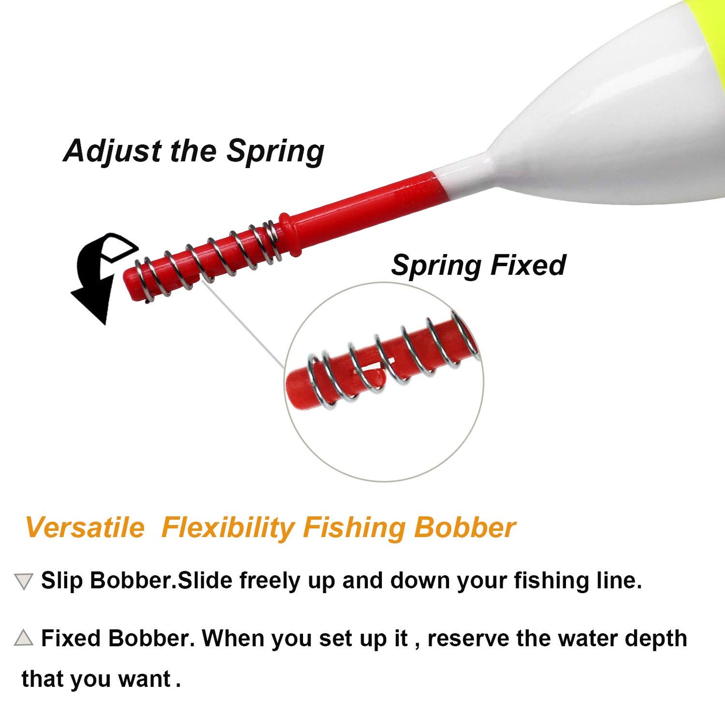 THKFISH Fishing Floats and Bobbers Balsa Wood Floats Spring Bobbers with Oval Slip Bobbers for Crappie Panfish Walleyes Fixed Bobber (1"X0.7"X6") (1.25"X0.75"X6") (2"X1.14"X5.86") 5pcs