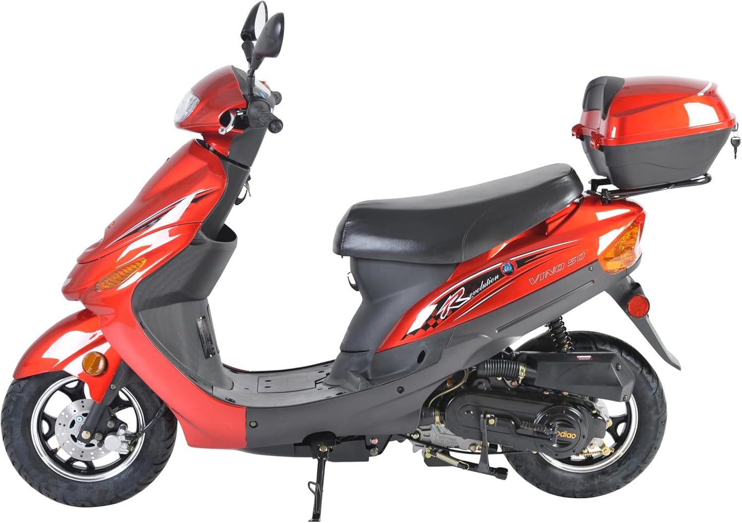 HHH 49cc/50cc Scooter Gas Street Scooter Moped for Youth and Adult with Rear Storage Trunk (Black)