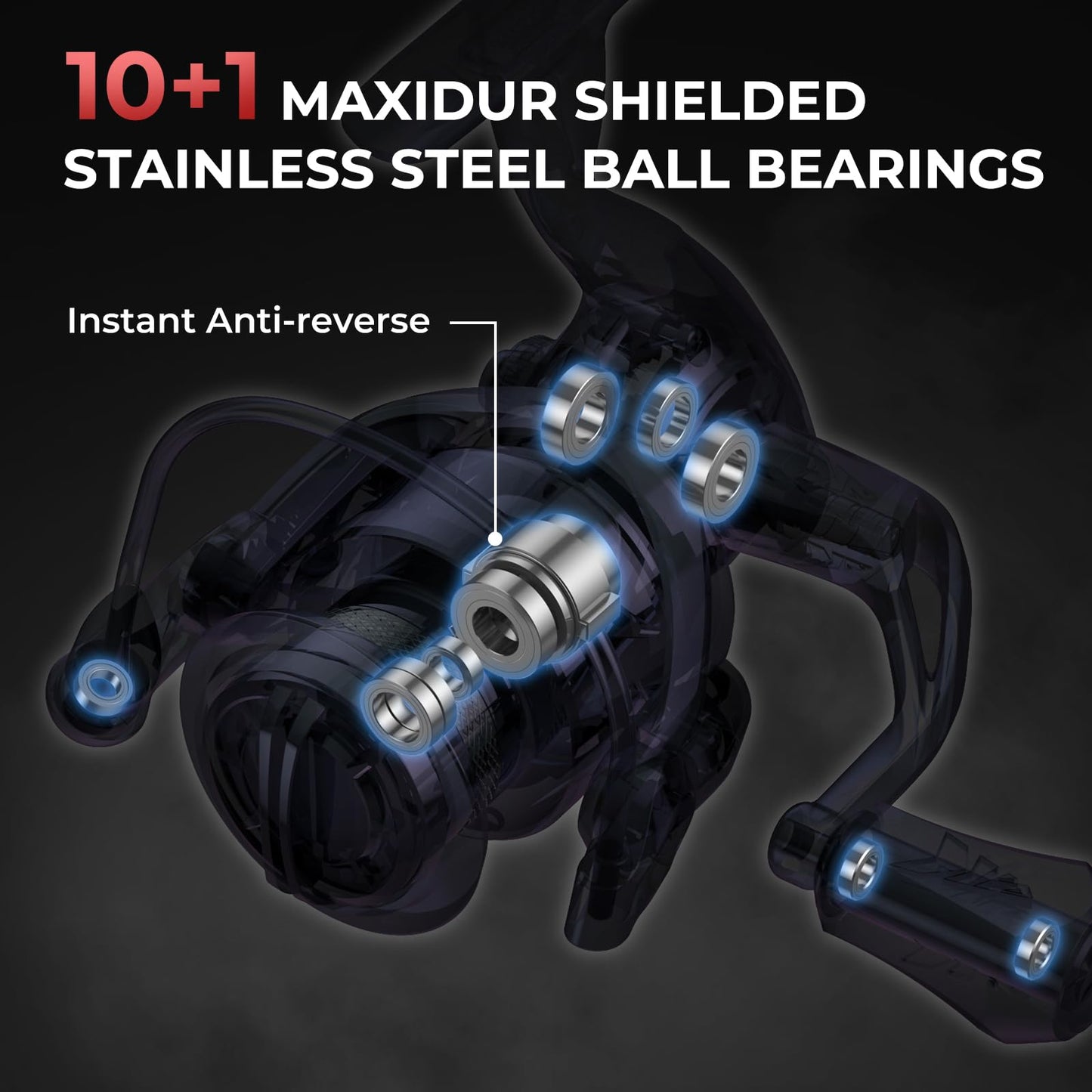 KastKing Sharky III Fishing Reel - New Spinning Reel - Carbon Fiber 39.5 LBs Max Drag - 10+1 Stainless BB for Saltwater or Freshwater - Oversize Shaft - Super Value!