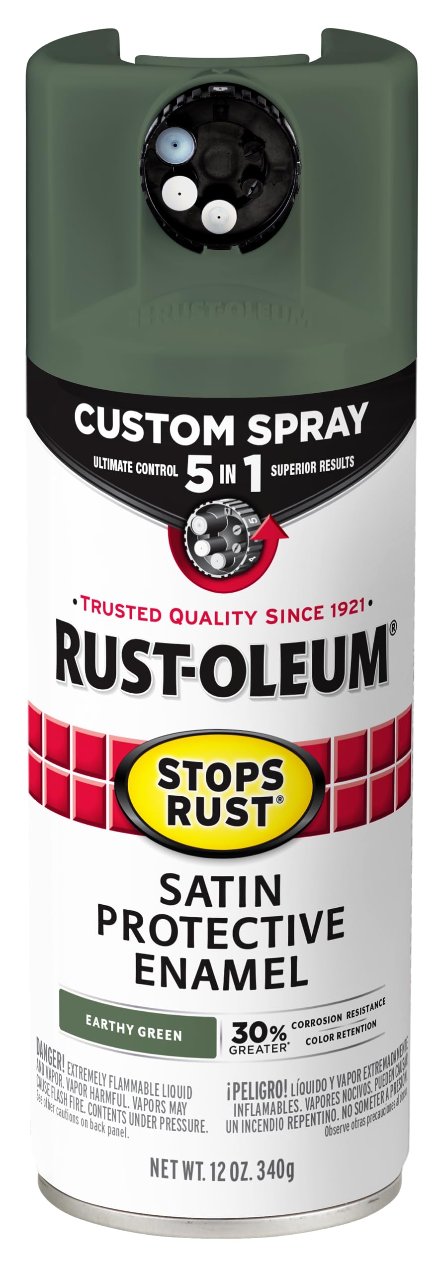 Rust-Oleum 376892 Stops Rust Custom Spray 5-in-1 Spray Paint, 12 oz, Gloss Leather Brown