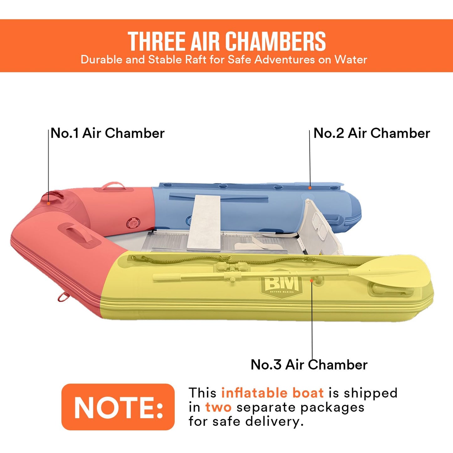 BEYOND MARINA Inflatable Dinghy Boat - 3-5 Person Inflatable Boat for Adults Heavy Duty Dinghies with Aluminum Oars, Floor Panels