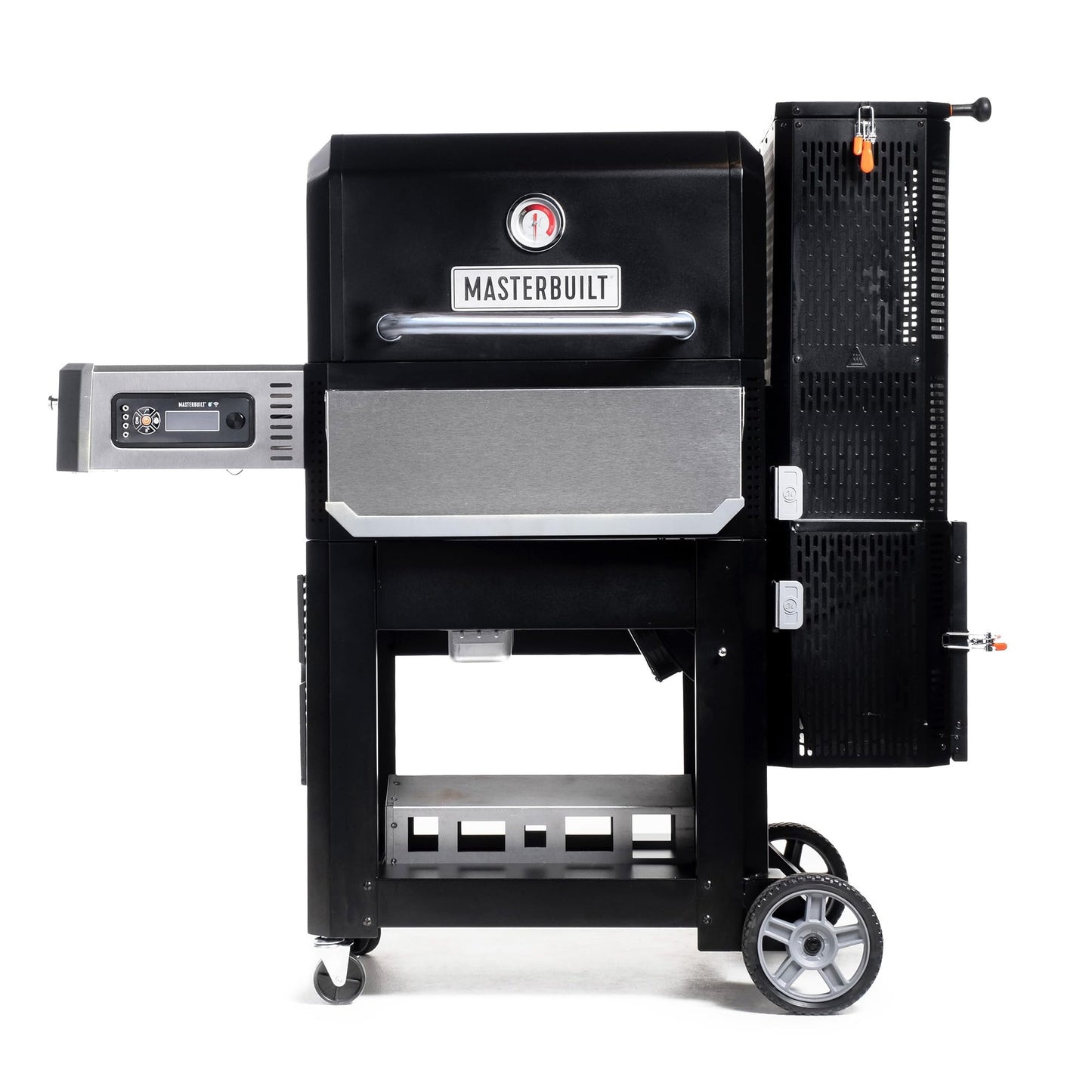 Masterbuilt® Gravity Series® 600 Digital Charcoal Grill and Smoker,WiFi Technology, GravityFed™ Charcoal Hopper, 600 Cooking Sq. Inches, Reversible Smoke&Sear Cast Iron Grates, Black, Model MB20041023