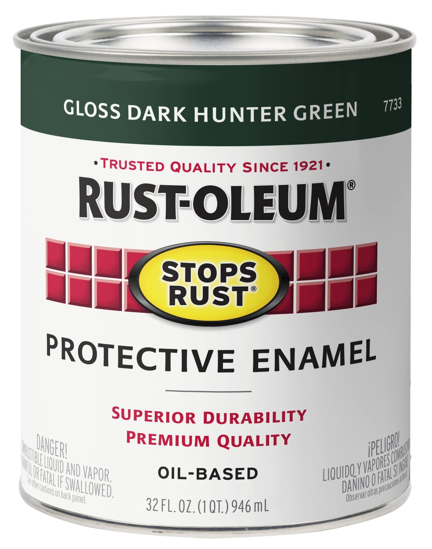 Rust-Oleum 7779502 Stops Rust Brush On Paint, Quart, Gloss Black, 32 Fl Oz (Pack of 1)