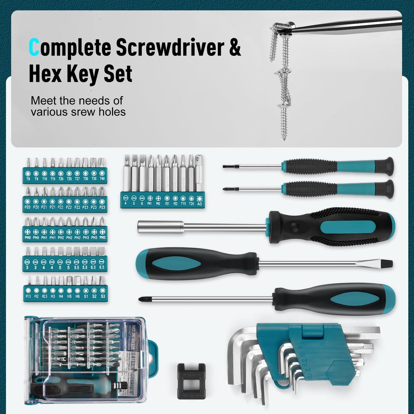 Sundpey 379-PCs Home Tool Kit - Portable Complete Household and Auto Repair Tool Set - Hand General Basic Tool Box Storage Case with Drawer - Full Basic Toolkit for Handyman & Diyer & Homeowner
