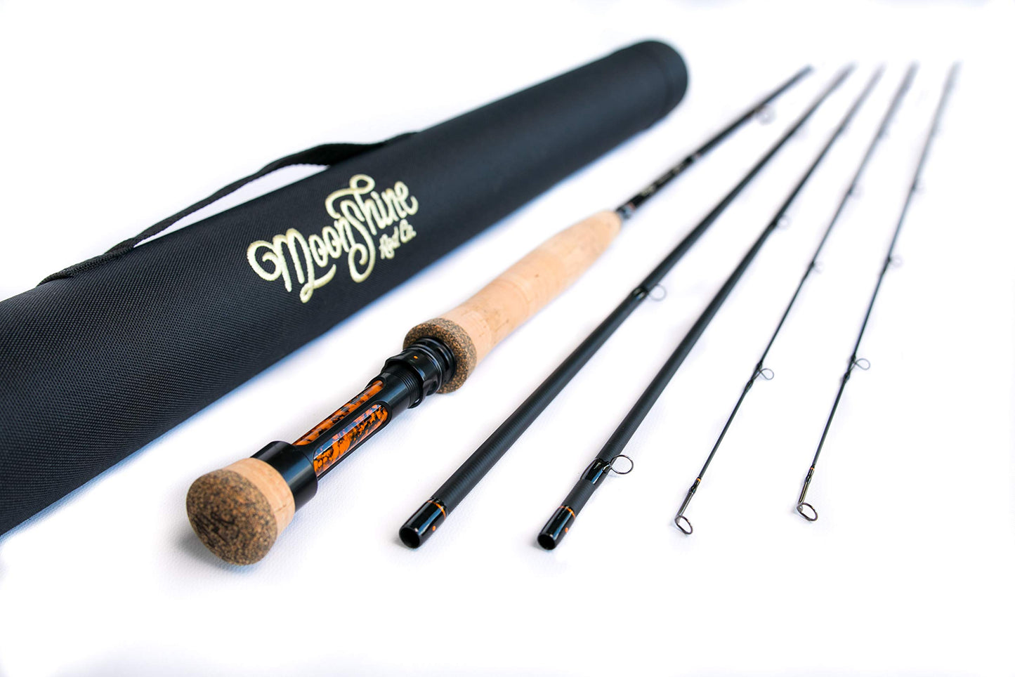 Moonshine Rod Co. Fly Fishing Rod with Carrying Case and Extra Rod Tip Section, Slow-Medium-Fast Action