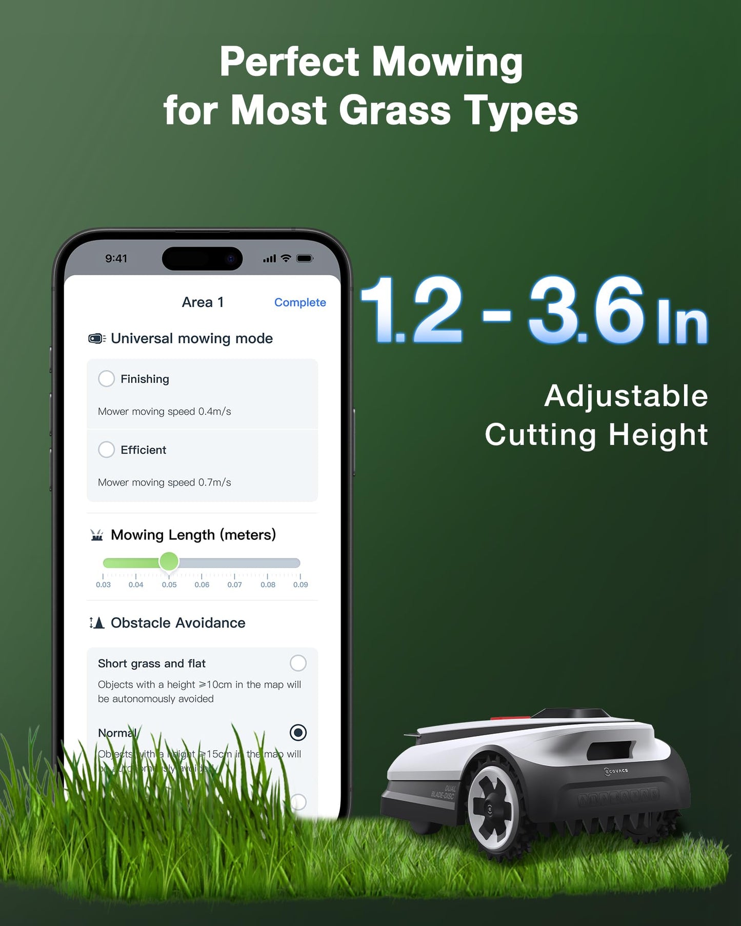 ECOVACS Goat A2500 RTK Robot Lawn Mower, Lidar-Enhanced RTK+Vision Navigation, Auto-Mapping, Dual Blades, Edge Precision Mowing, Perimeter Wire-Free, Suitable for 5/8 Acres Lawn, 50% Slope Capability