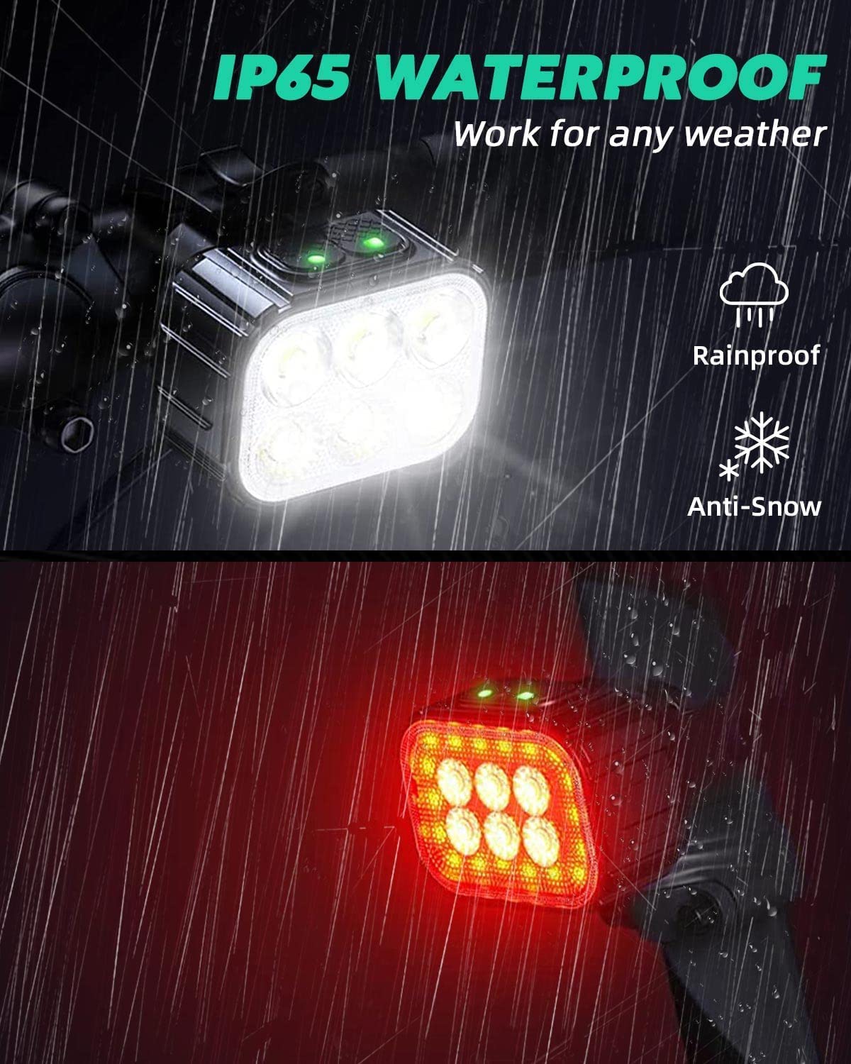 Victoper Bike Light, High Lumens Super Bright Bicycle Lite, 6+4 Modes USB Rechargeable Bike Headlight & Taillight Set, Waterproof Safety Bike Front & Rearlight for Road, Mountain, Night Riding
