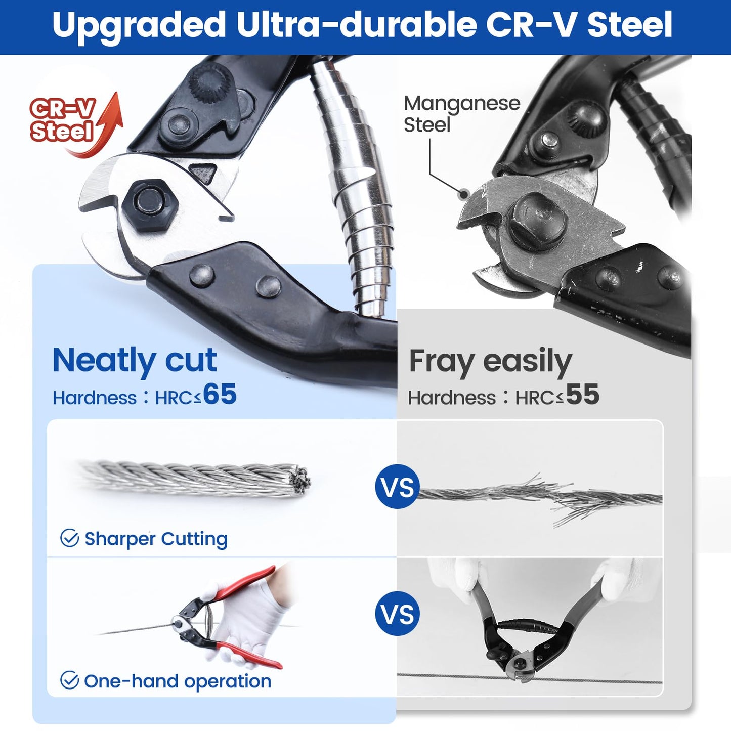 Muzata Cable Cutter Wire Cutter Heavy Duty Up to 1/8" 5/32" Stainless Steel Aircraft Wire Rope for Deck Railing Metal Fence Bicycle Brake Bike DIY Project CR12