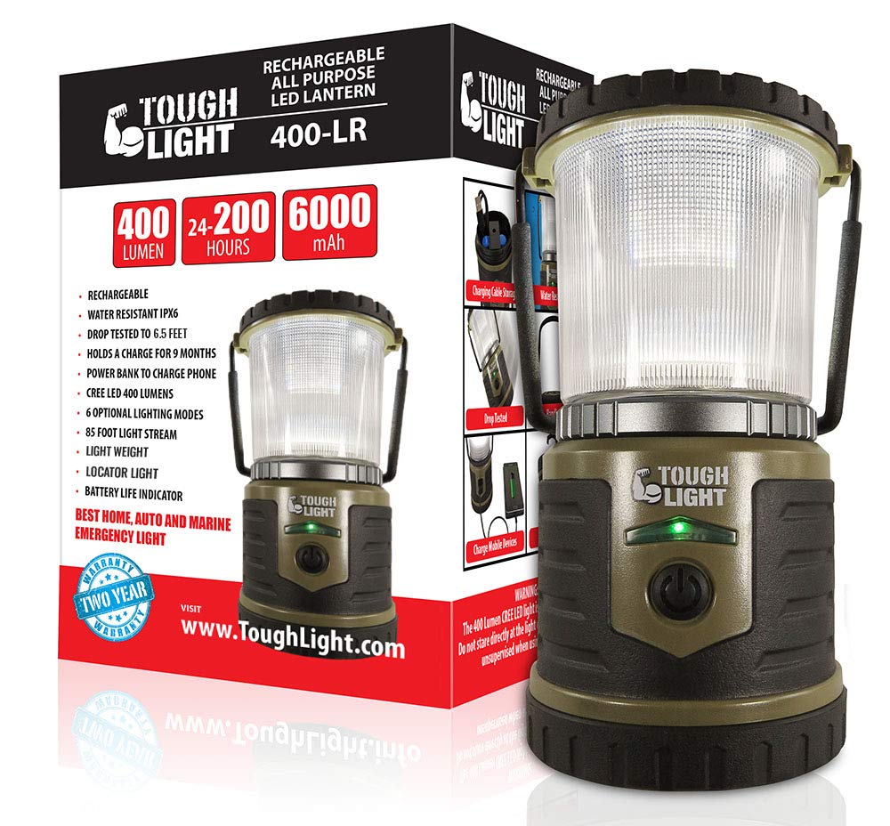 USB Rechargeable Camping Lantern, 400 Lumens LED Lantern, Hanging Tent Lamp, 6000mAh Power Bank, 200 Hour, 6 Modes, for Outdoors & Emergency