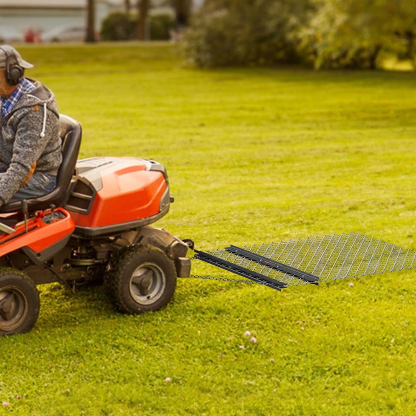 VEVOR 4' x 5' ATV Drag Harrow, Q235 Steel UTV Tractor Attachments for Landscape Leveling or Sod Prepping, Towable Grader for Gravel Driveway, Garden, Farm, Field Black
