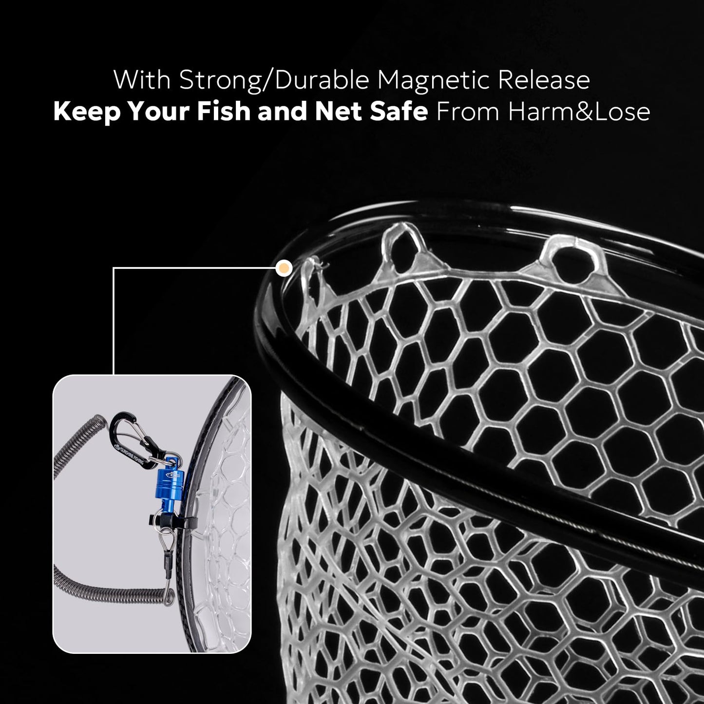SF Fly Fishing Landing Net Soft Rubber Mesh Trout Net Catch and Release Net