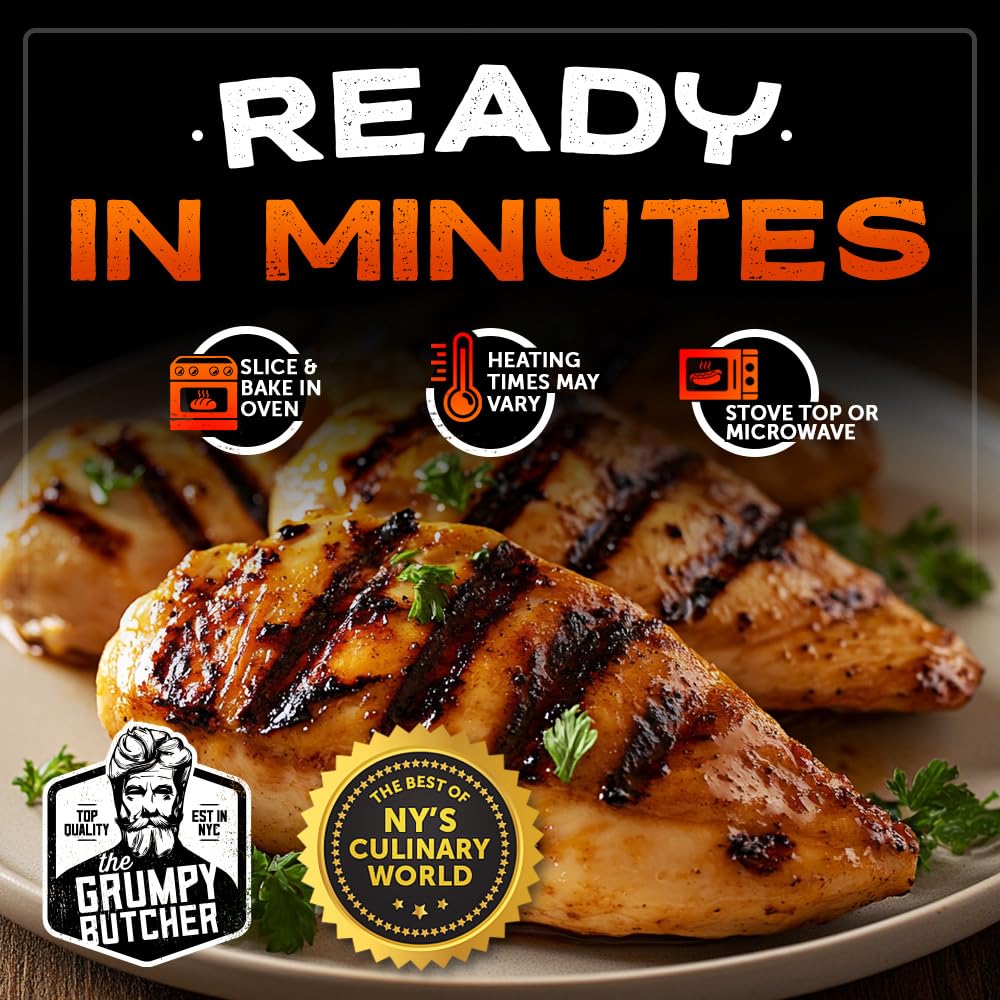 Grumpy Butcher Box Meat Food Gifts: 2 Top Sirloins Steaks (6 oz), 2 Duroc Bone in Pork Chops (14 oz) & 2 Cheese Stuffed Chicken Breasts Wrapped in Bacon (8 oz) - Gourmet Gift Basket for Men