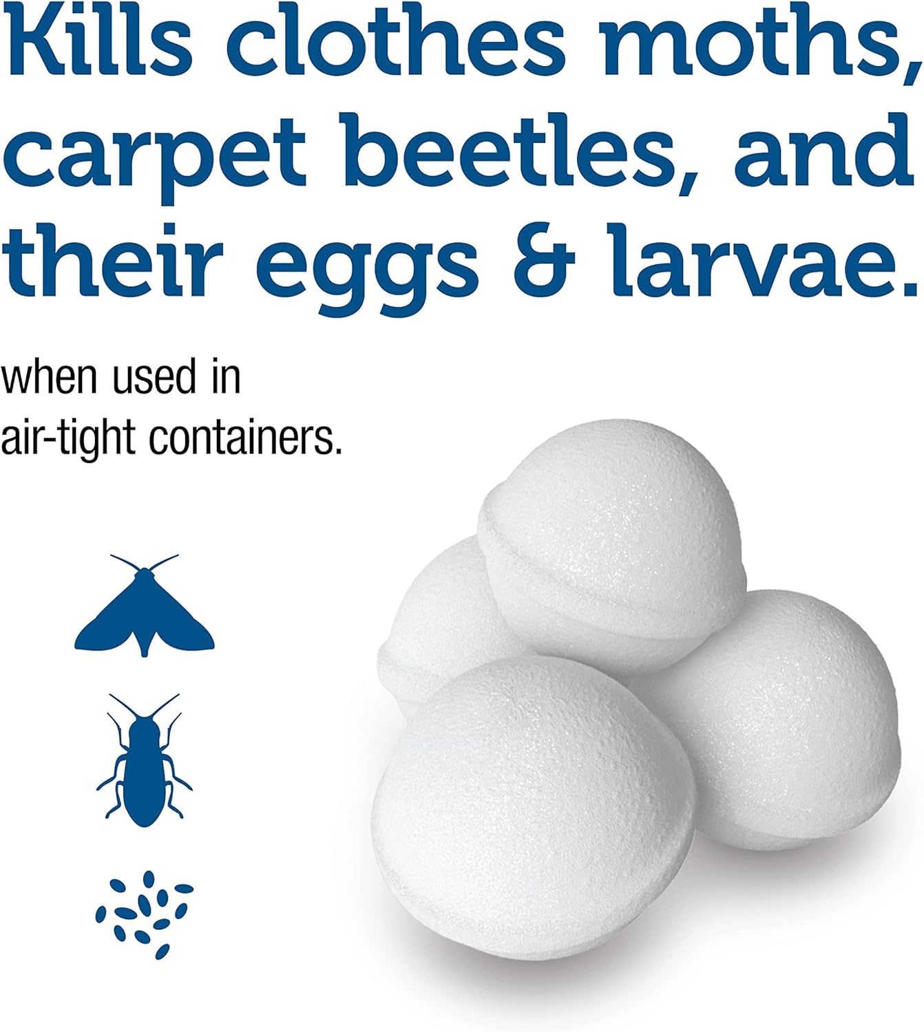 Enoz para Moth Balls For Insects, Kills Clothes Moths and Carpet Beetles, No Clinging Odor, 4 Oz (Pack of 6)