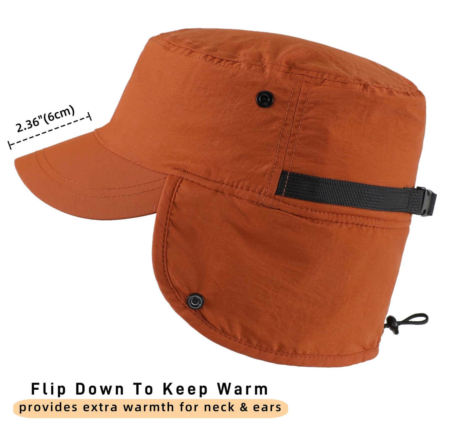 Connectyle Men's Winter Hat with Visor Warm Earflaps Hat Fully Lined Faux Fur Baseball Cap Trapper Hunting Hats