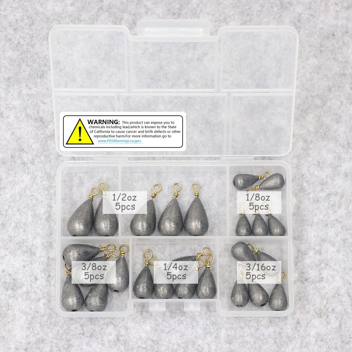 Fishing Weights Sinkers Kit, 25pcs Various Bass Casting Weights Drop Shot Sinkers Catfish for Saltwater Freshwater Fishing