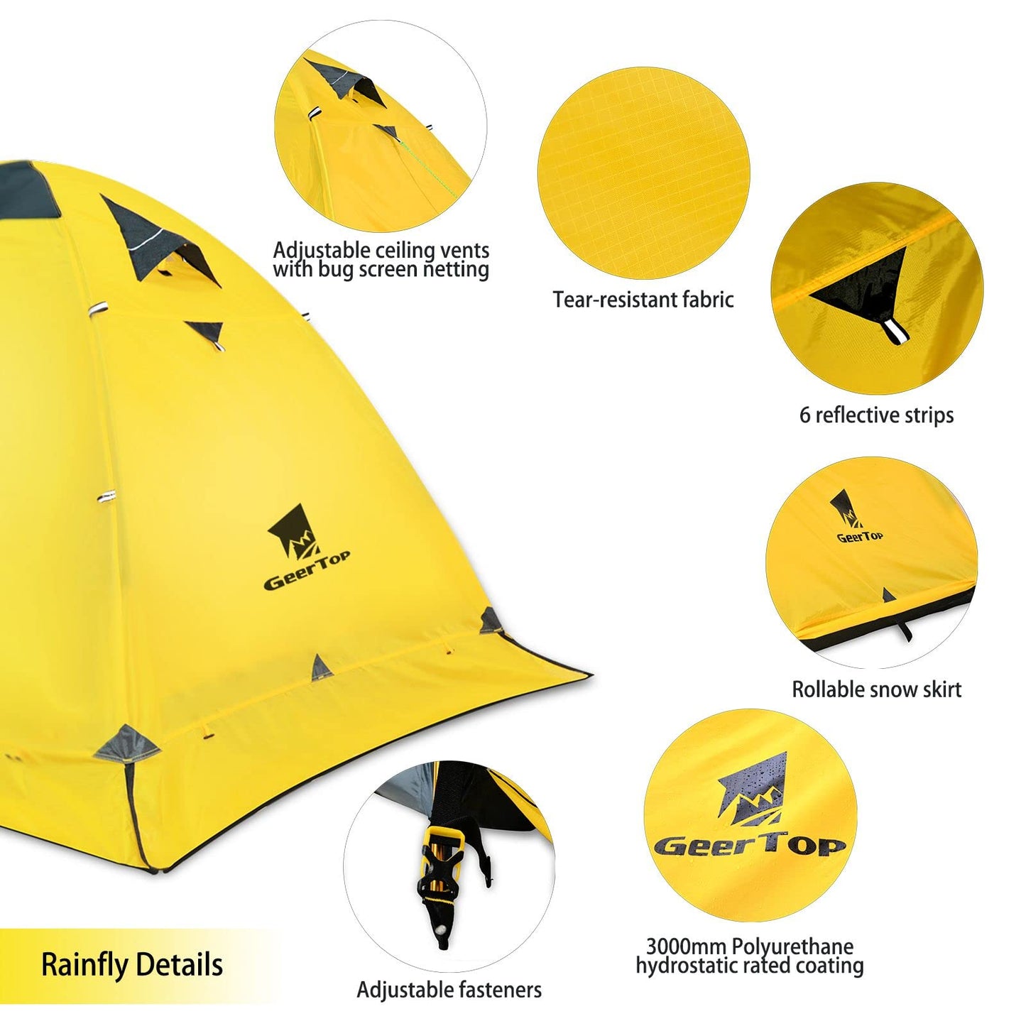 GEERTOP Ultralight 2 Person Backpacking Tent 4 Season Waterproof Camping Tent Double Layer Cold Weather Easy Set Up Tents for Family Camp, Hiking, Hunting Outdoor Mountaineering Travel