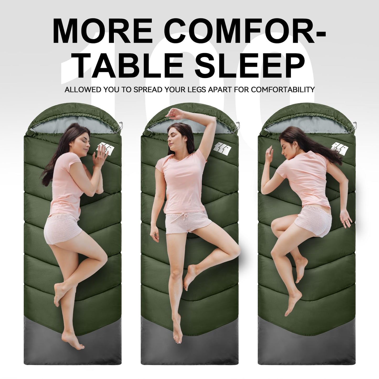 Sleeping Bags for Adults Cold Weather,Portable, Waterproof,Lightweight Sleeping Bag for Tall Girls Boys with Compression Sack for Warm Camping, Hiking, Outdoor & Indoor