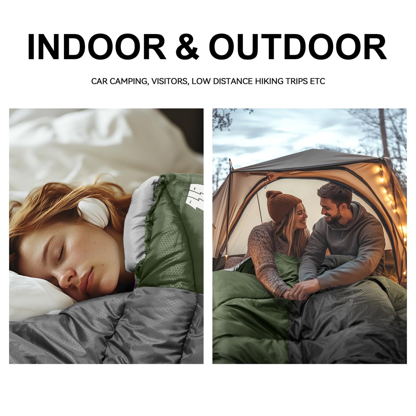 Sleeping Bags for Adults Cold Weather,Portable, Waterproof,Lightweight Sleeping Bag for Tall Girls Boys with Compression Sack for Warm Camping, Hiking, Outdoor & Indoor