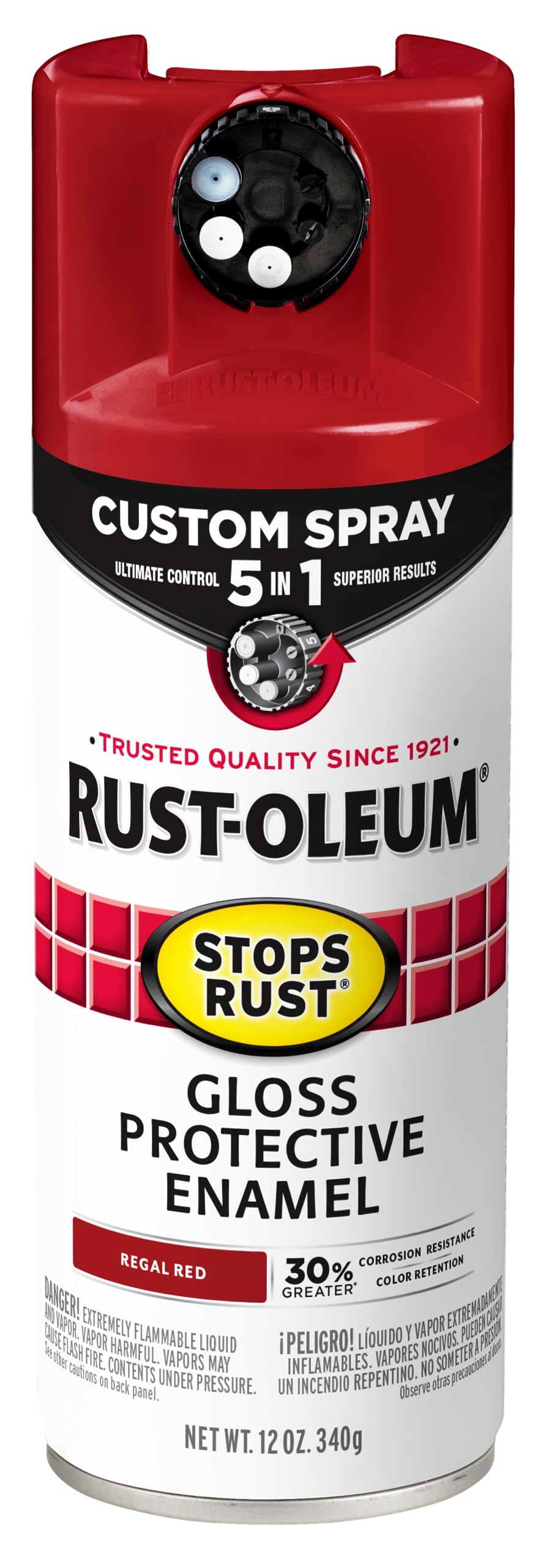 Rust-Oleum 376892 Stops Rust Custom Spray 5-in-1 Spray Paint, 12 oz, Gloss Leather Brown