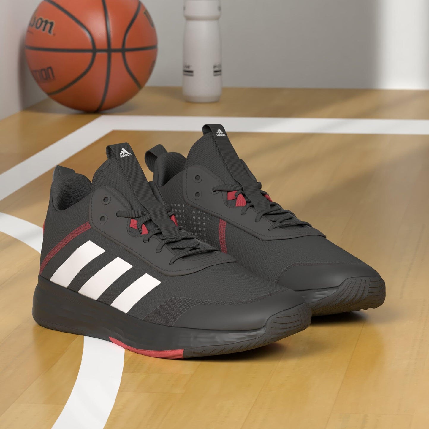 adidas mens Own the Game 2.0 Basketball Shoe, Black/White/Carbon, 9.5 US