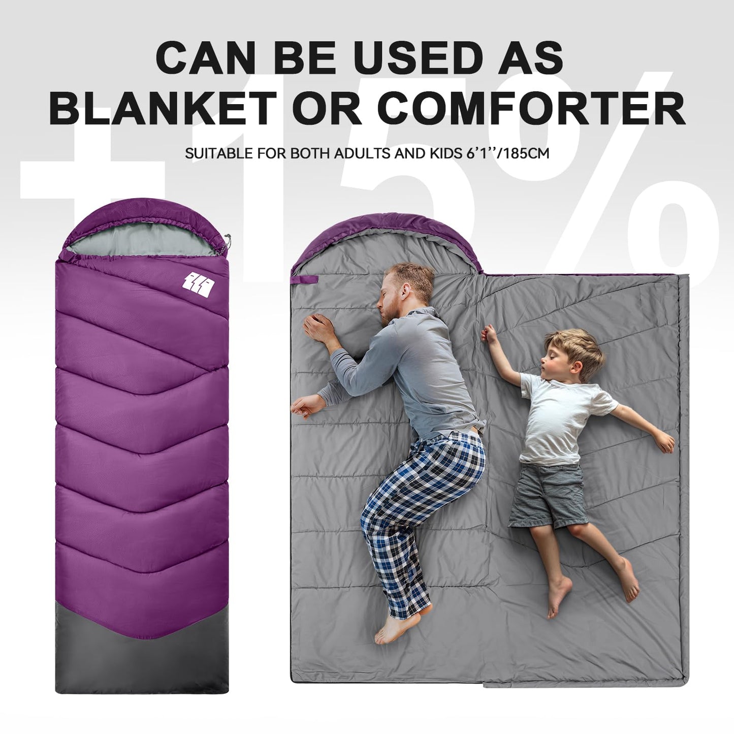 Sleeping Bags for Adults Cold Weather,Portable, Waterproof,Lightweight Sleeping Bag for Tall Girls Boys with Compression Sack for Warm Camping, Hiking, Outdoor & Indoor