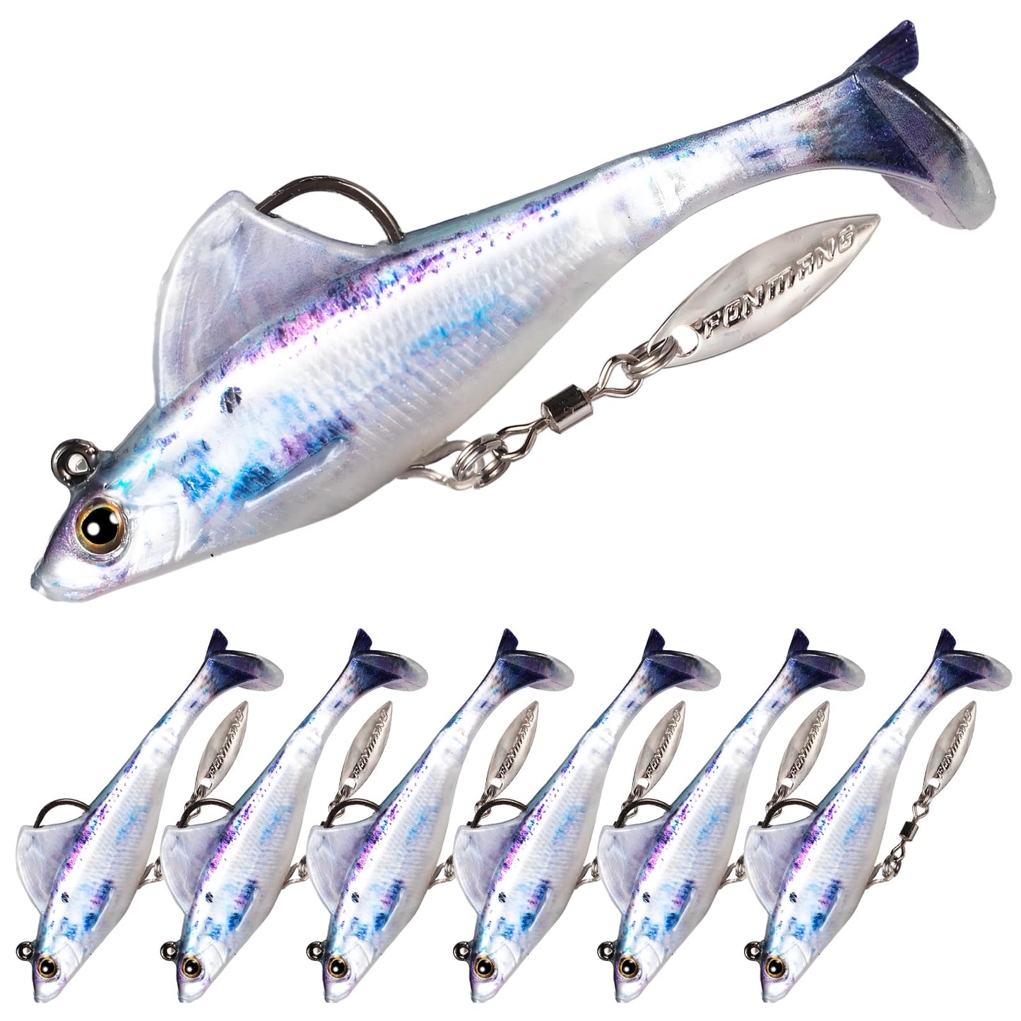 2.5/3.5In Swim Baits for Bass Fishing, Pre-Rigged Jig Heads Soft Plastic Walleye Fishing Lures, Paddle Tail Swimbaits for Bass Fishing, Fishing Bait for Freshwater Saltwater Gifts