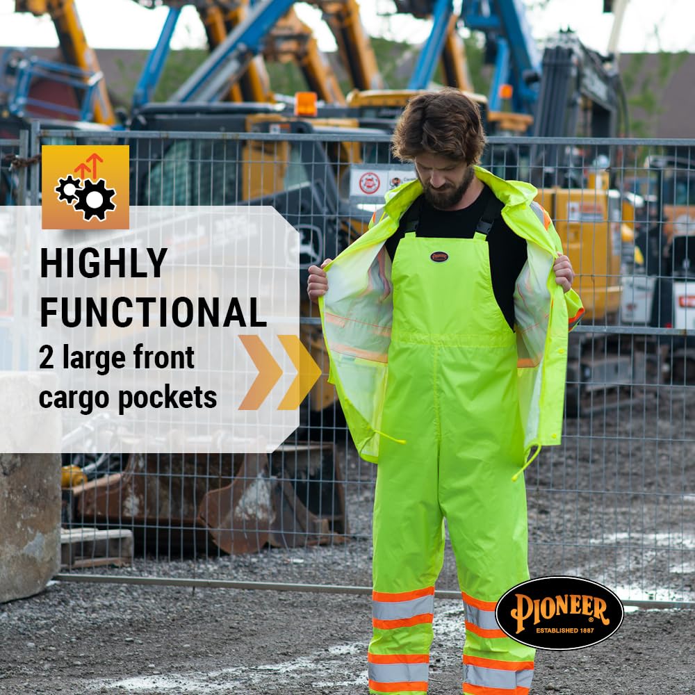 Pioneer Hi Vis Lightweight Waterproof Safety Rain Suit - Reflective Work Rain Gear for Men and Women