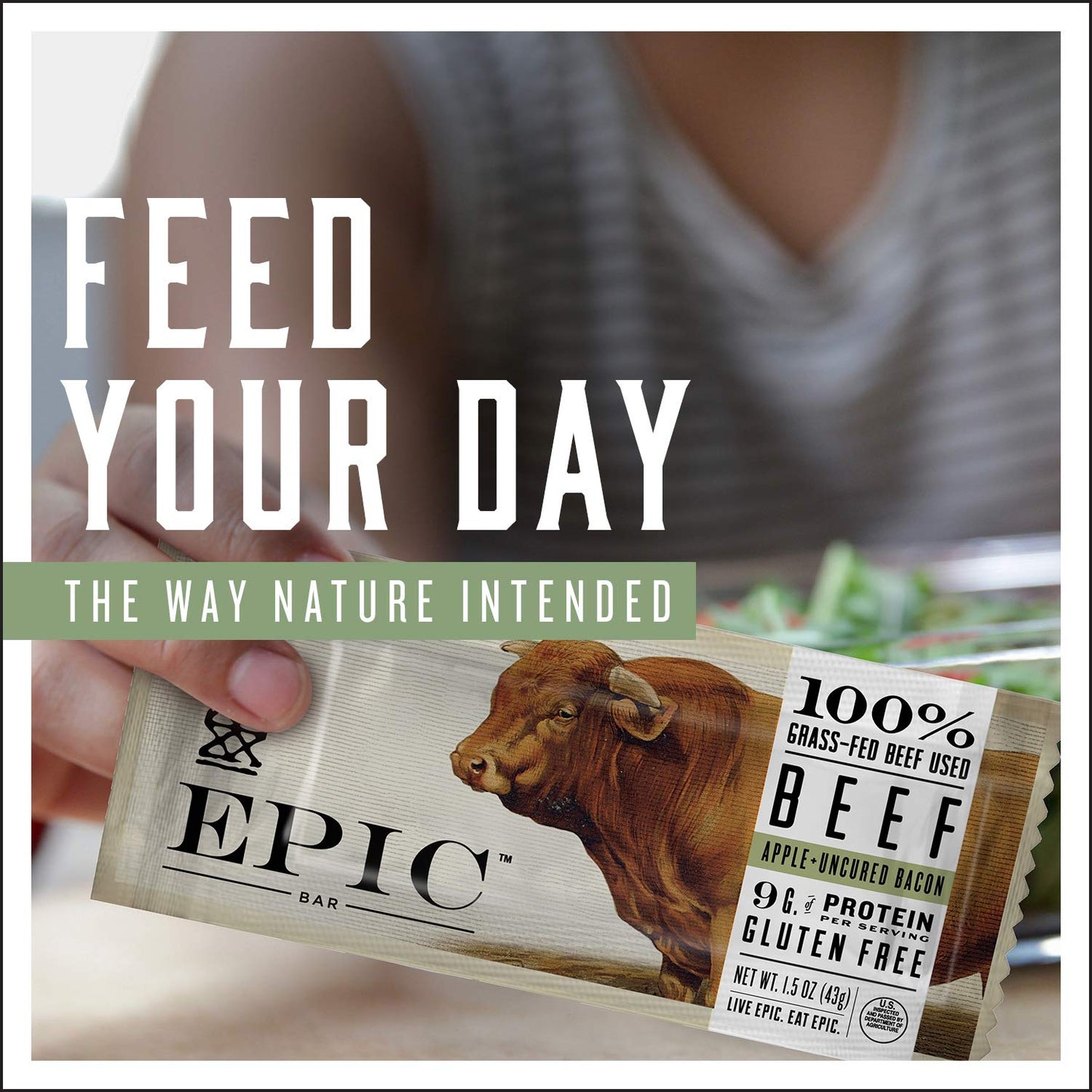 EPIC Bars, Venison Sea Salt and Pepper Bar, Keto Friendly, Whole30 Approved, Gluten Free, 12 Count, 15.6 oz