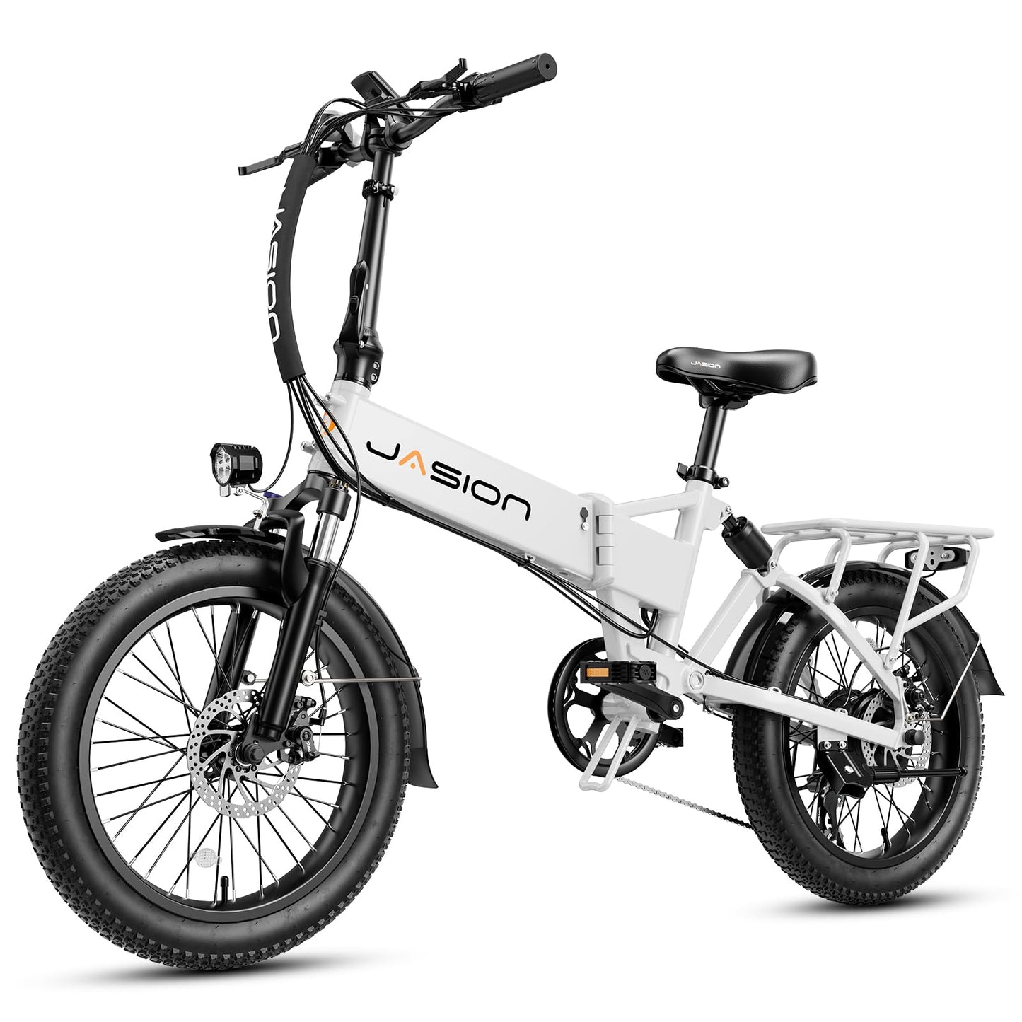 Jasion EB7 2.0 Electric Bike for Adults, 1200W Peak Motor 28MPH Max Speed Folding Ebike, 48V 10AH Removable Battery, 20" Fat Tire with Dual Suspension, 7-Speed Electric Bicycles, UL Certifiled