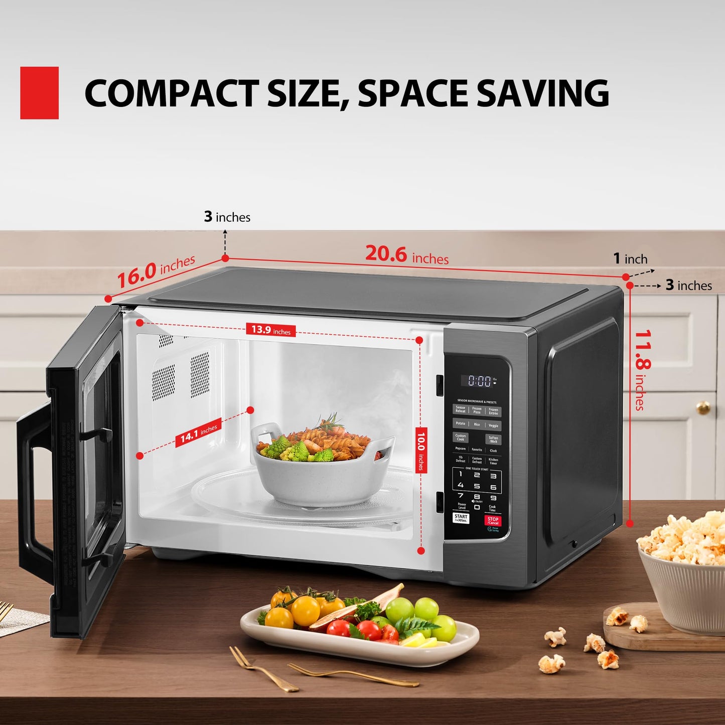 TOSHIBA ML-EM45PIT(BS) Countertop Microwave Oven with Inverter Technology, Kitchen Essentials, Smart Sensor, Auto Defrost, 1.6 Cu.ft, 13.6" Removable Turntable, 33lb.&1250W, Black Stainless Steel