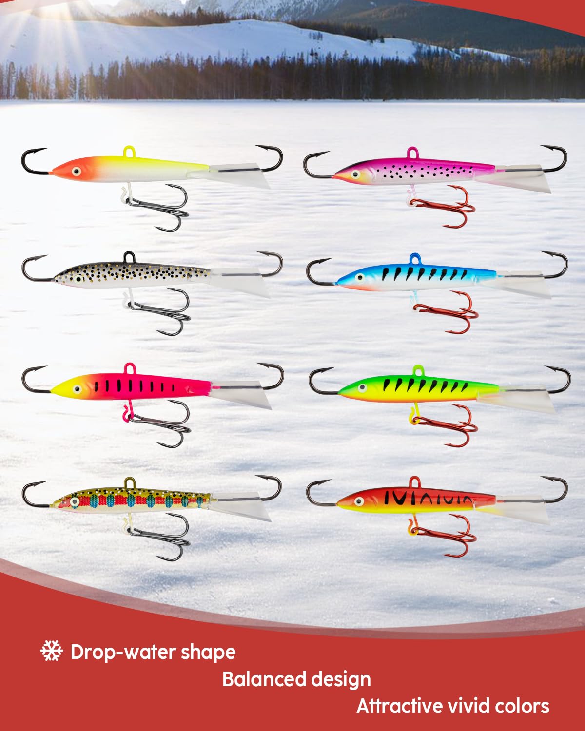 THKFISH Ice Fishing Jigs Ice Fishing Lures Ice Fishing Gear for Crappie, Panfish, Walleye, Bluegill Vertical Jigs Kit Ice Fishing Tackle 4PCS/8PCS 10g(0.35oz) 18g(0.63oz)