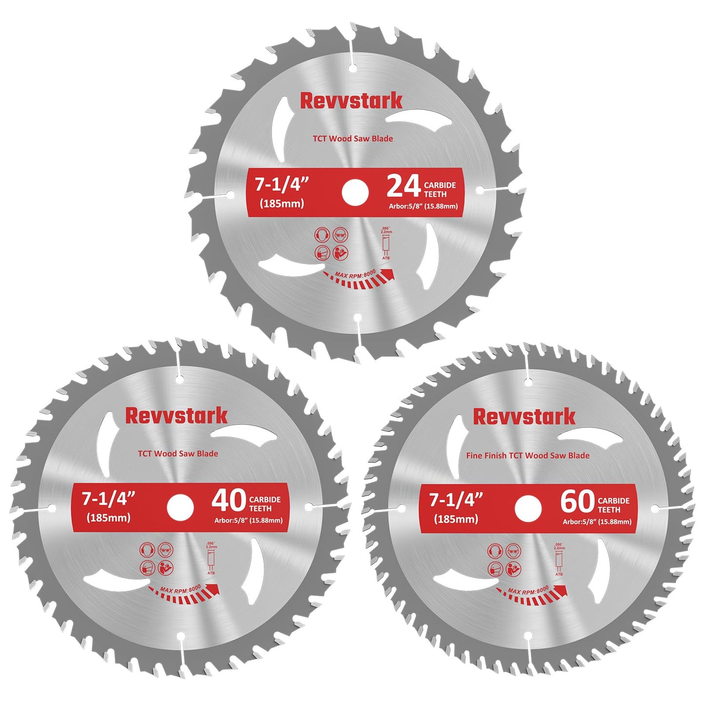 Circular Saw Blade 6-1/2" 24T&60T, Carbide Tipped Teeth, TCT Saw Blades for Cutting Various Wood, Plastic and Composite Materials, 5/8" Arbor, Fit Dewalt Craftsman Ryobi Milwaukee