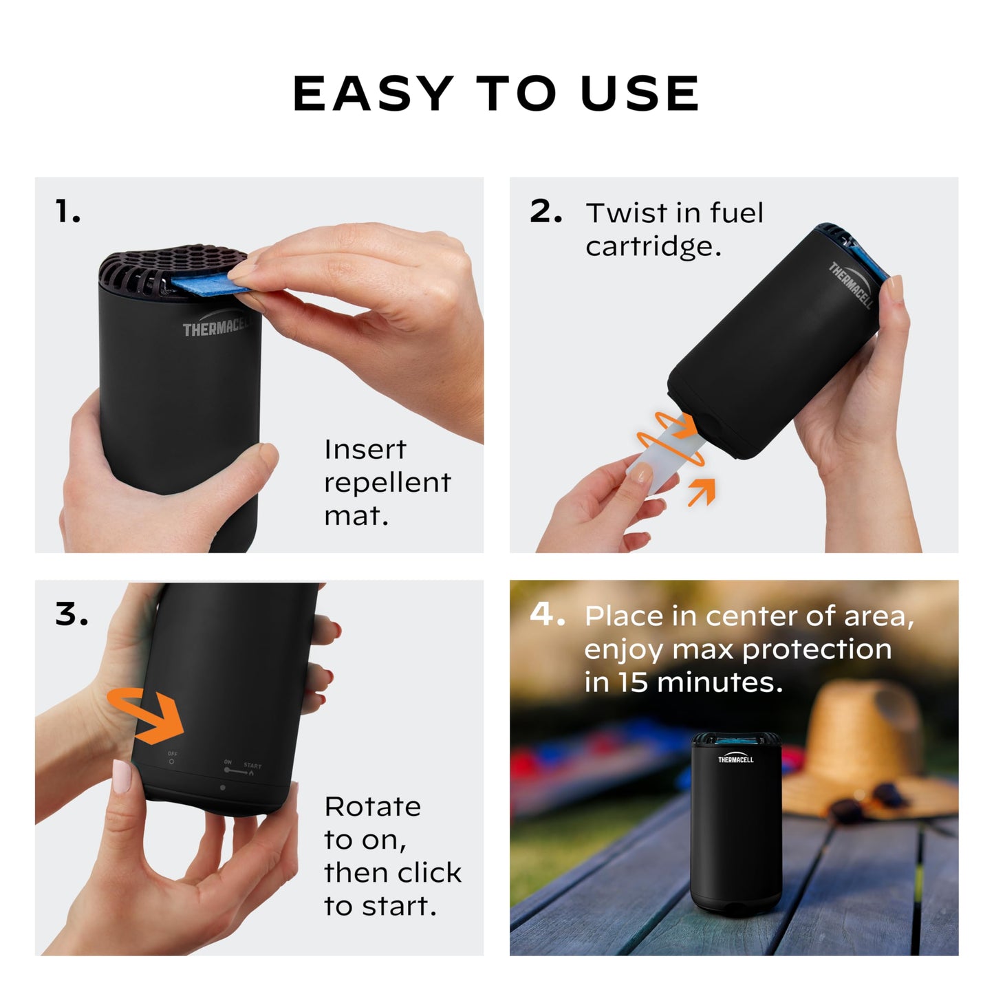 Thermacell Mosquito Repeller Patio Shield; Includes 12-Hour Refill; 15 Foot Zone of Protection; Highly Effective Mosquito Repellent for Patio; Bug Spray Alternative; Scent Free