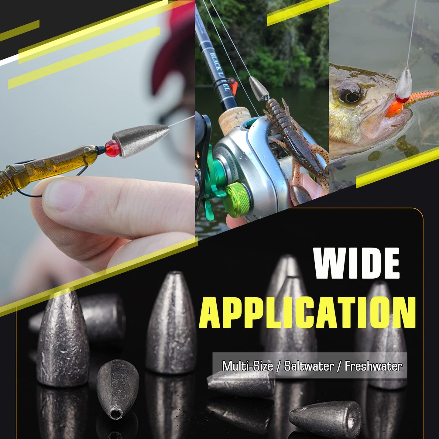 AMYSPORTS Bullet Drop Weights Sinkers Kit Saltwater Removable Fishing Sinkers Tackle Lead Bass Fishing Sinkers Shot Casting Freshwater