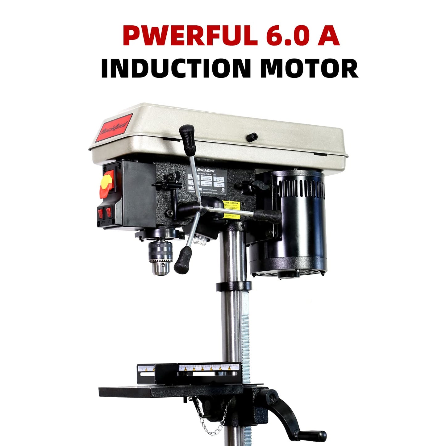 BUCKTOOL 12 INCH 6.2A Professional Bench Drill Press, 3/4HP Powerful Benchtop Drill Press, Variable Speed Drill Press with IIIA Laser and Work Light