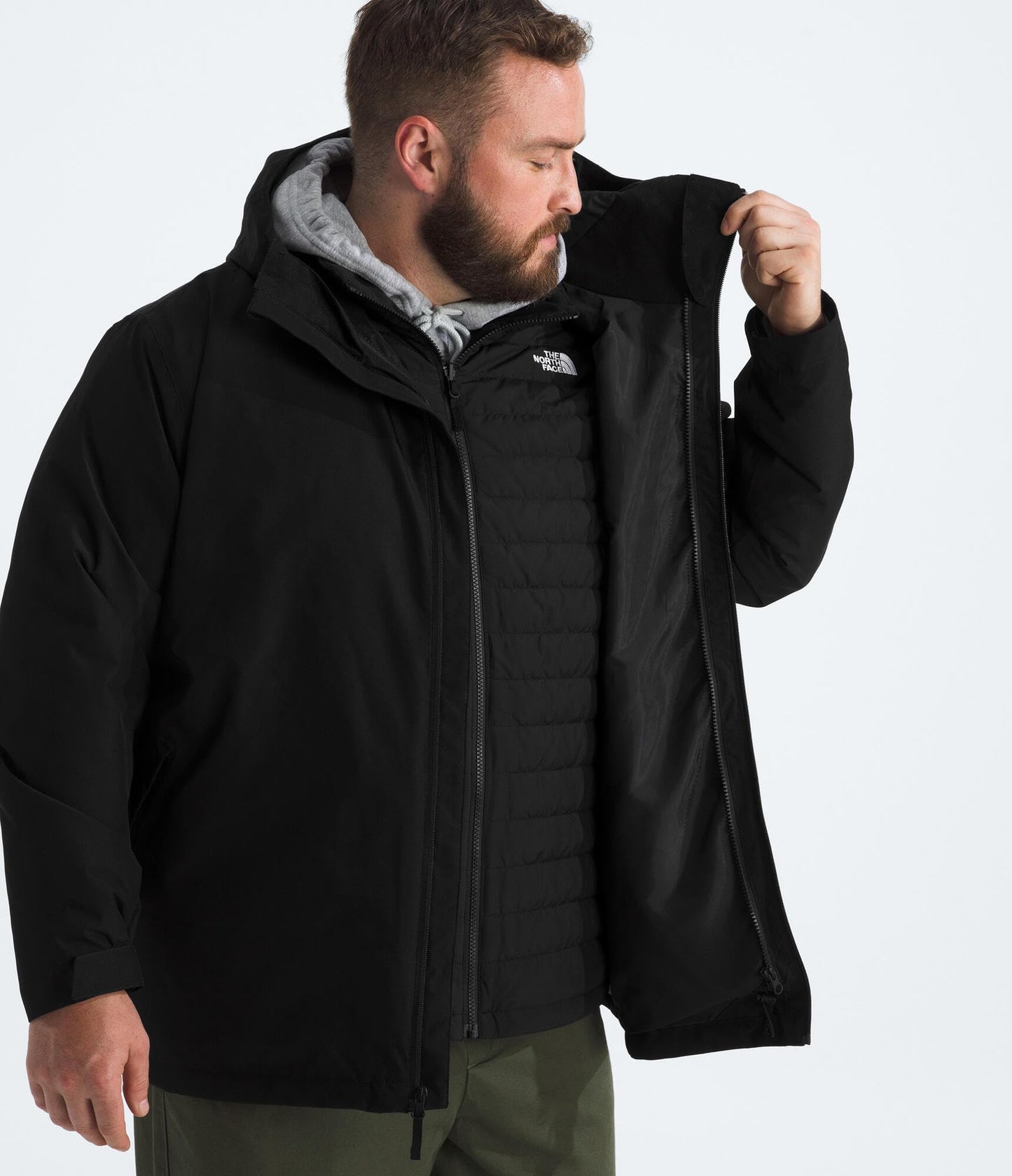 THE NORTH FACE Men's Carto Mono Triclimate Hooded Jacket (Standard & Big Size) | Insulated Winter Coat Wind & Water Resistant