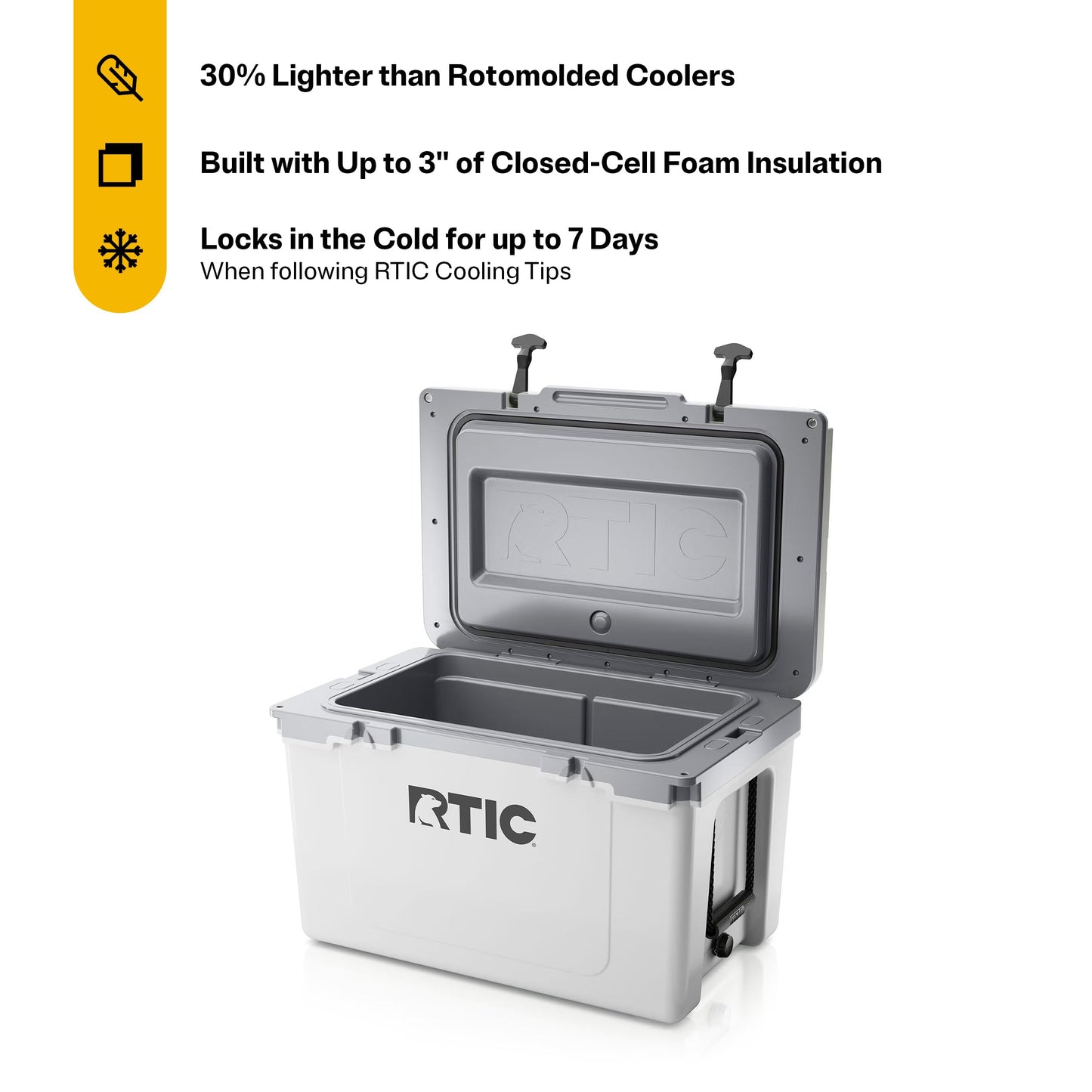 RTIC Ultra-Light 52 Quart Hard Cooler Insulated Portable Ice Chest Box for Beach, Drink, Beverage, Camping, Picnic, Fishing, Boat, Barbecue, 30% Lighter Than Rotomolded Coolers