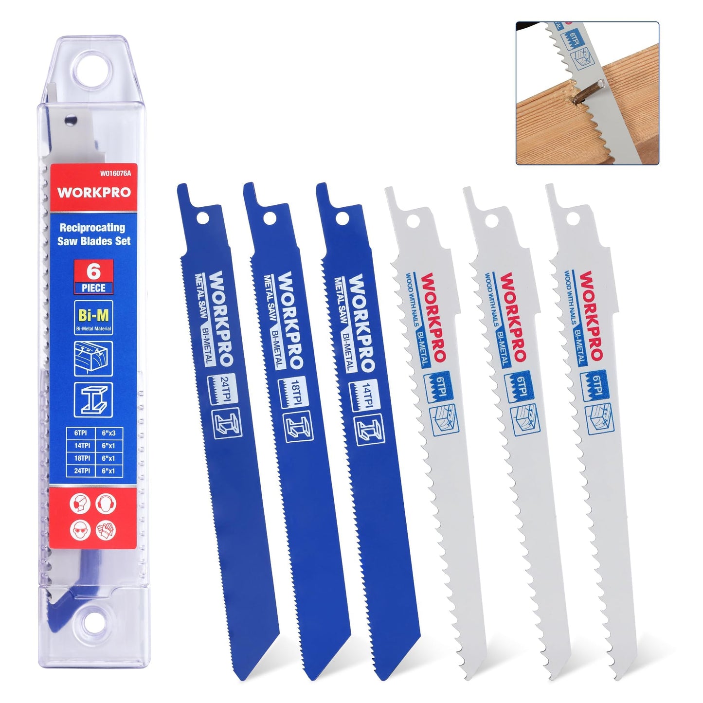 WORKPRO 32-Piece Reciprocating Saw Blade Set - Metal/Woodcutting Saw Blades, Pruner Saw Blades with Organizer Pouch