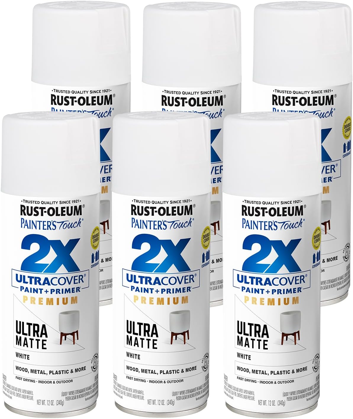 Rust-Oleum 331182 Painter's Touch 2X Ultra Cover Spray Paint, 12 oz, Ultra Matte Black
