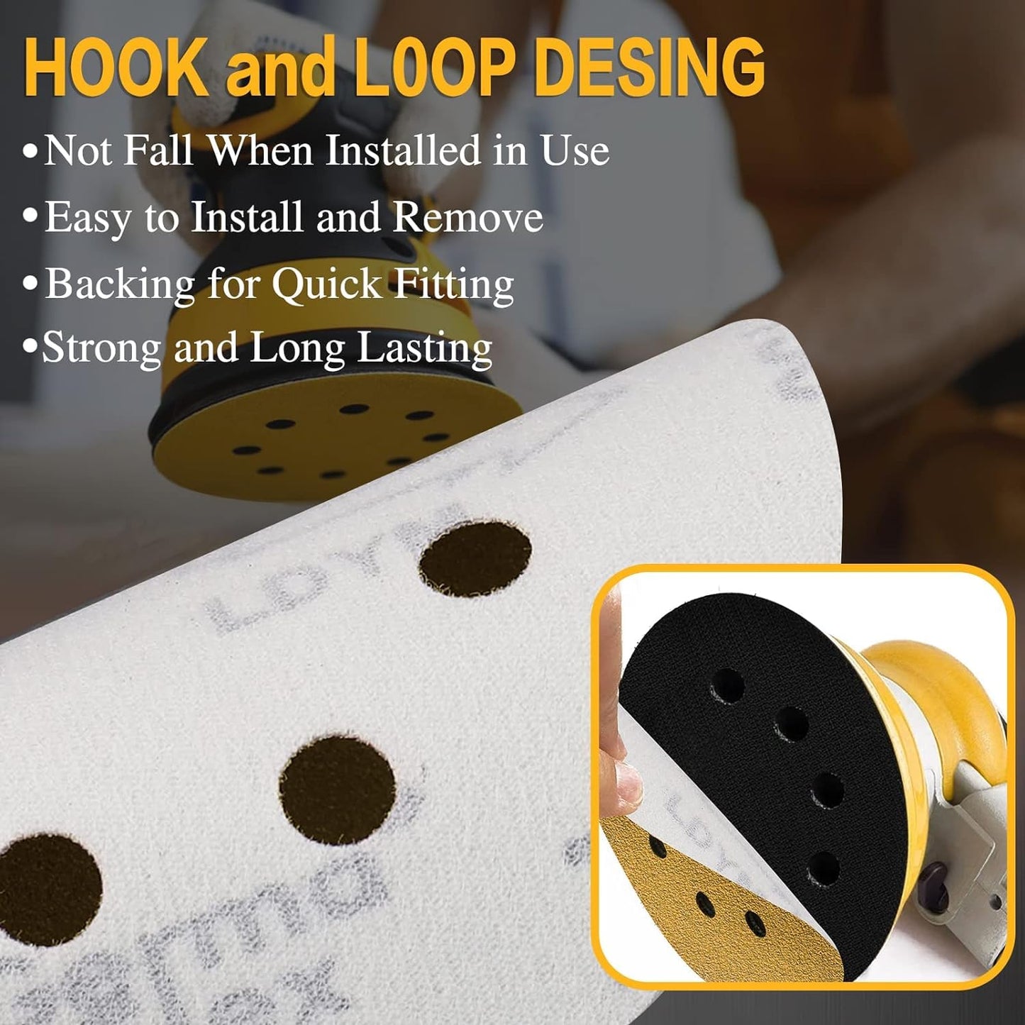 100 PCS 5 Inch Sanding Discs 120 Grit, Round Hook and Loop Sandpaper for Random Orbital Sander