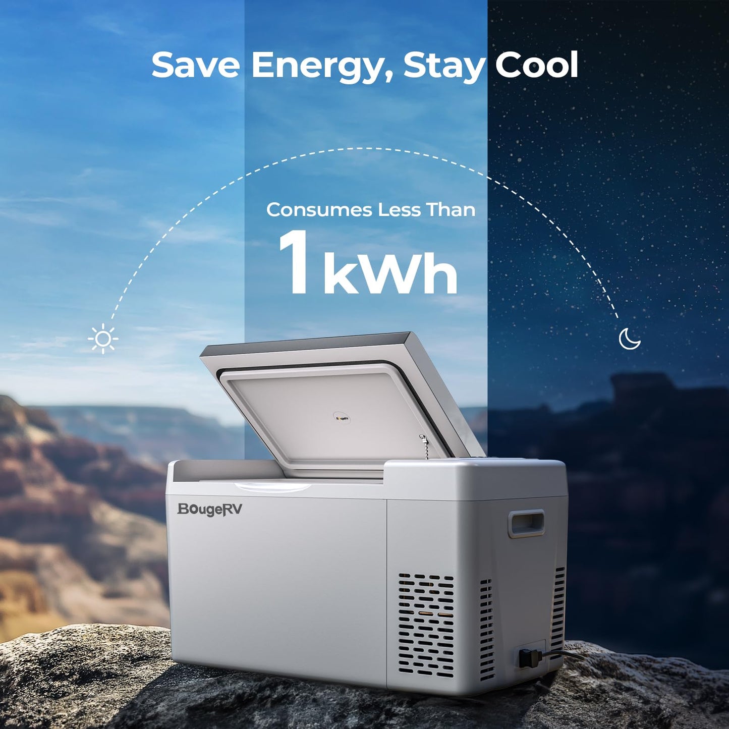 BougeRV 12 Volt Refrigerator 12V Car Fridge 23 Quart Portable Freezer Compressor Cooler 12/24V DC 110~240 Volt AC for Truck Van RV Camper SUV Travel Camping Road Trips Tailgating -7℉~50℉