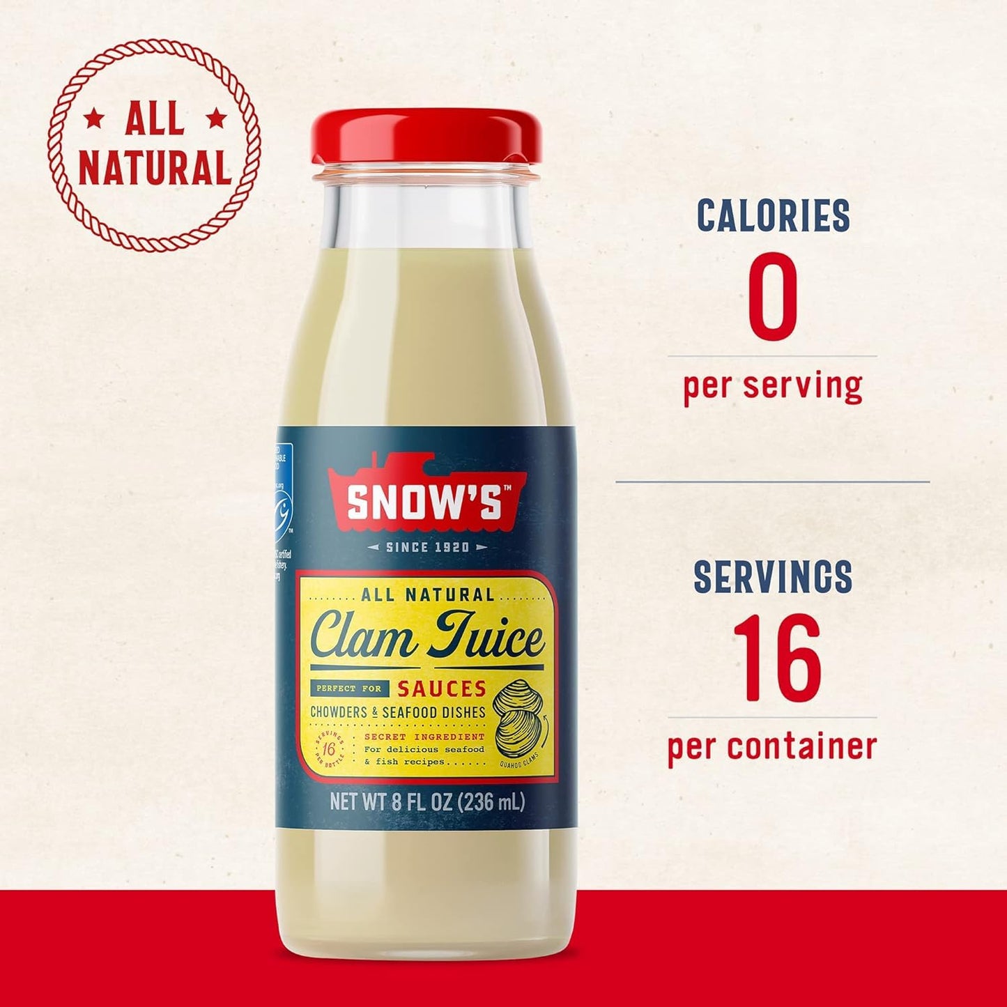 Snow's Ocean Chopped Clams Canned, 51 oz Can - 7g Protein per Serving - Gluten Free, No MSG, 99% Fat Free - Great for Pasta & Seafood Recipes