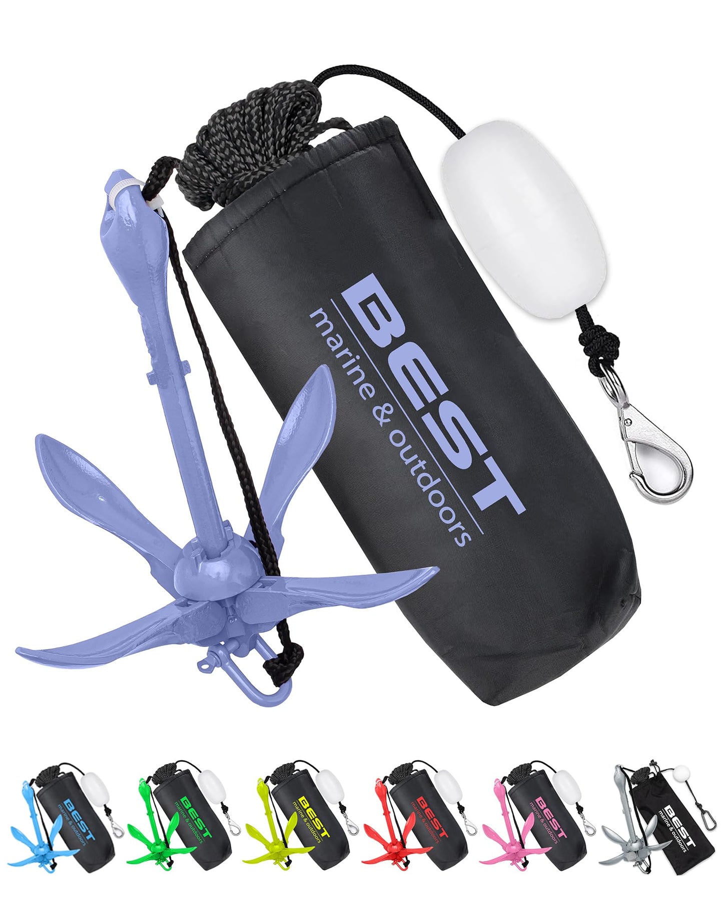 Best Marine and Outdoors Kayak Anchor, 3.5 Pound Anchor System Kit for Kayaks, Canoes, SUP Paddle Boards & Jet Skis, Fishing, Boating & Kayaking Accessories