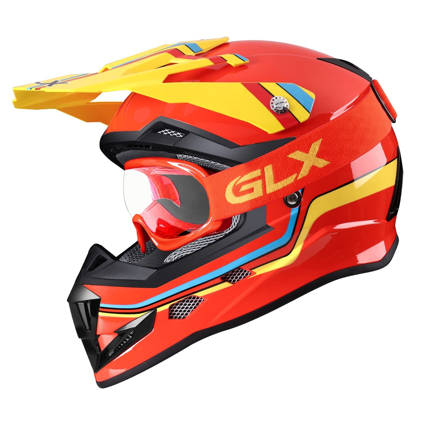 GLX GX623 Youth ATV/Dirt Bike Helmet Combo - Retro Green, Large - DOT