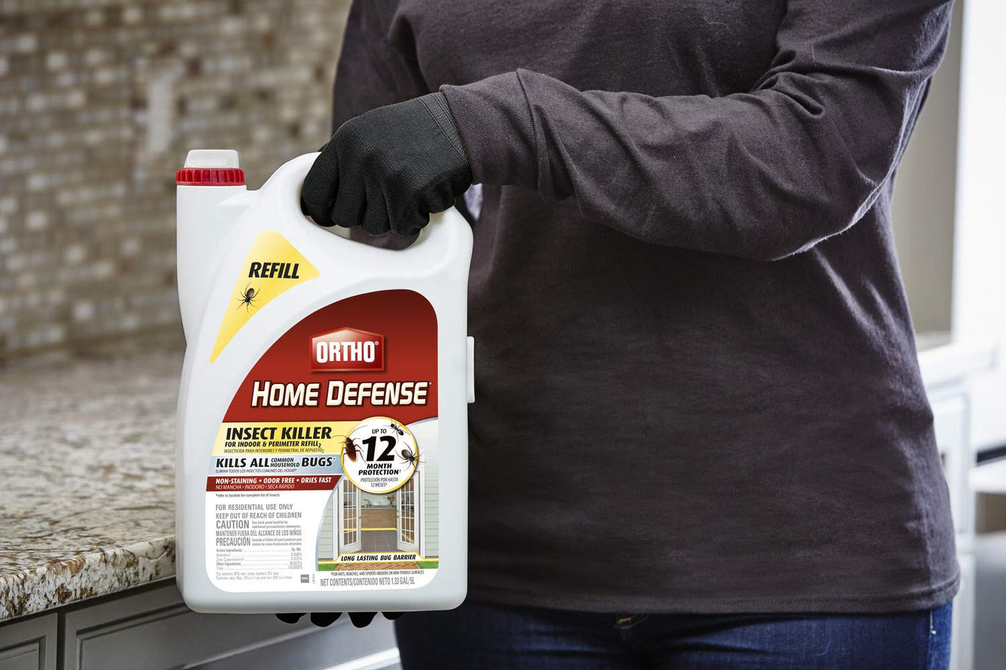 Ortho Home Defense Insect Killer for Indoor & Perimeter2 - With Comfort Wand, Long-Lasting Control, Kills Ants, Cockroaches, Spiders, Fleas & Ticks, Non-Staining, Odor Free, 1.1 gal., 2-Pack
