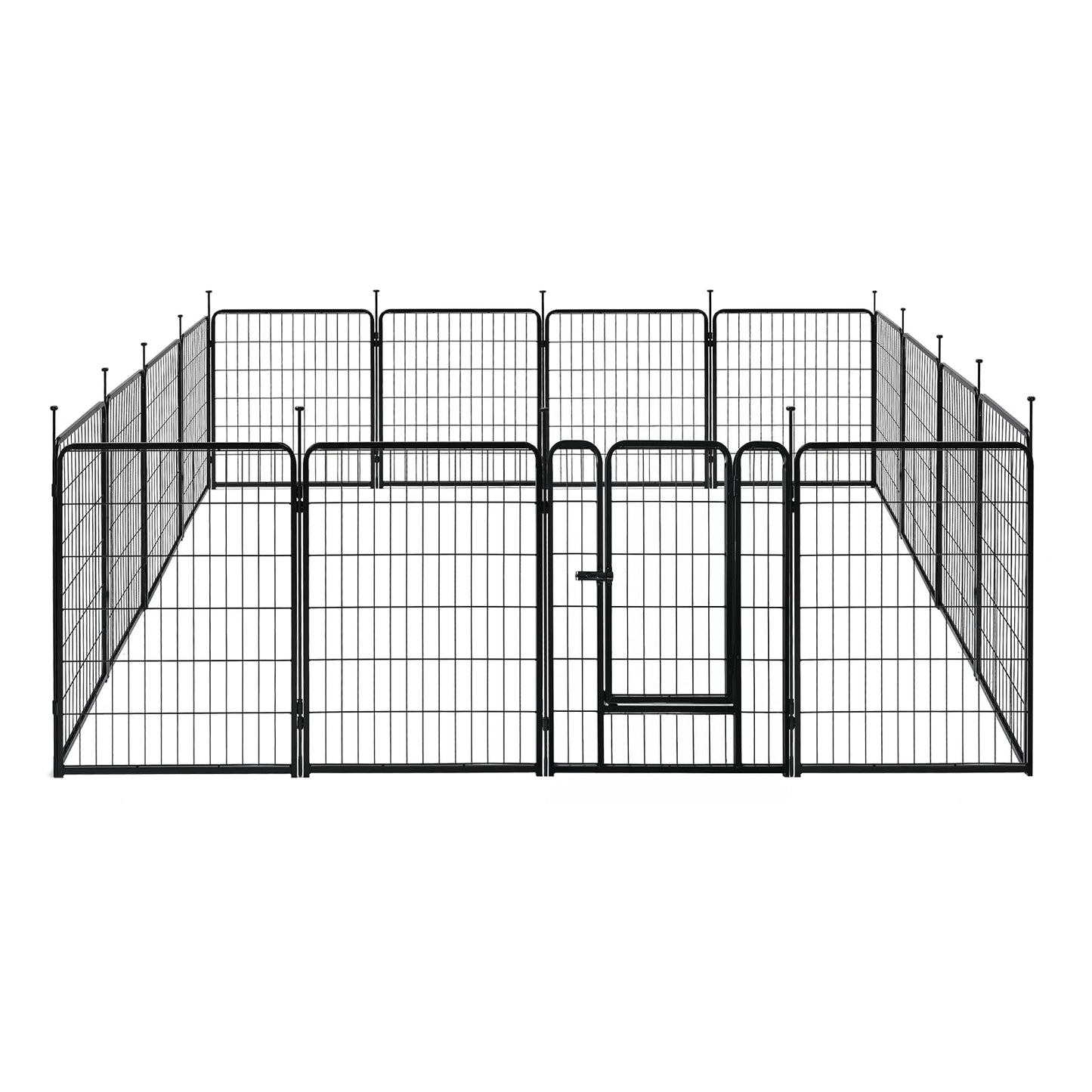 Amazon Basics Dog Playpen, 16 Panels Metal Fence with Door, Foldable for Indoor and Outdoor Use, Suitable for Small to Medium Sized Dogs, 30 Inch Height, Black