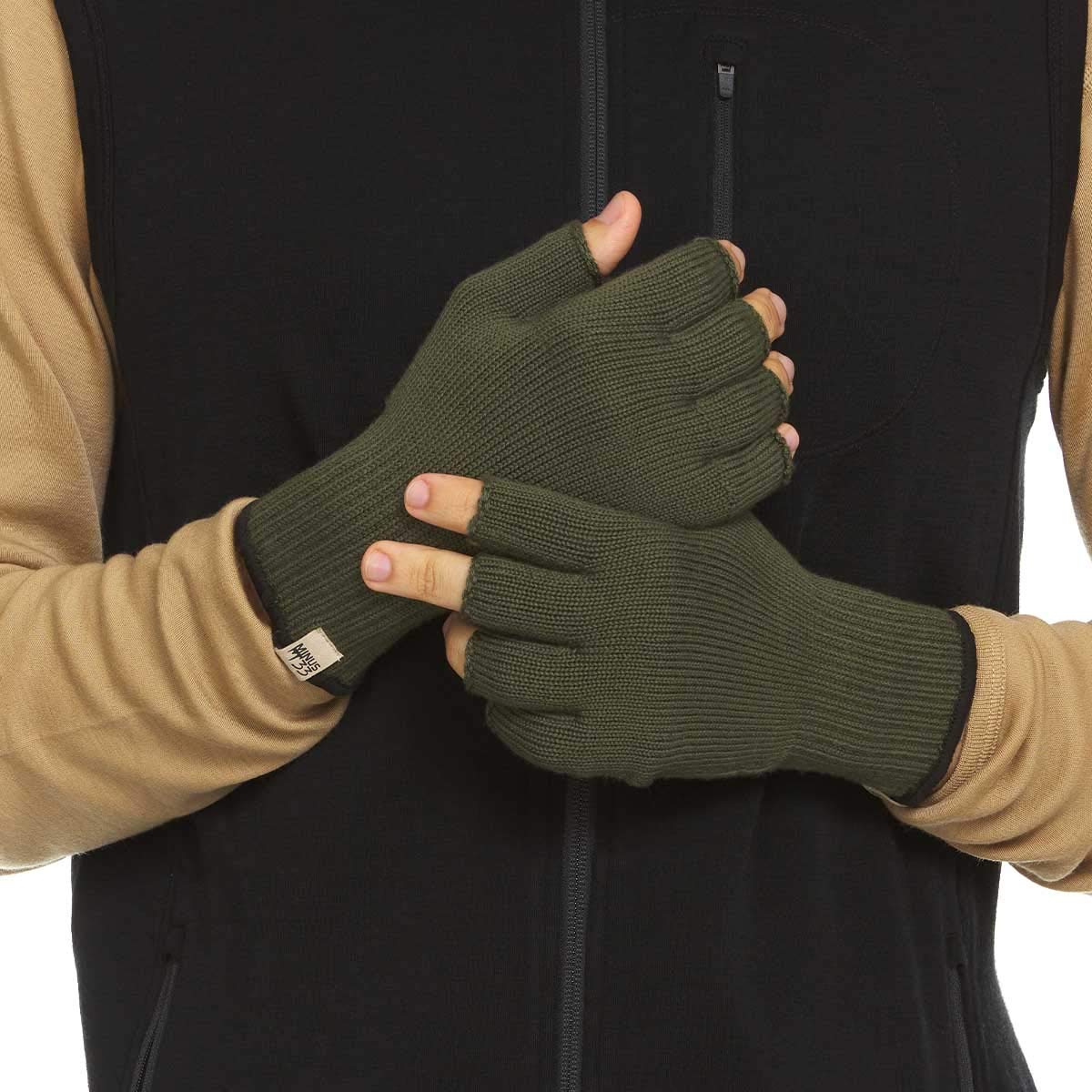Merino Wool Fingerless Gloves - Half Finger Warm Knitted Gloves