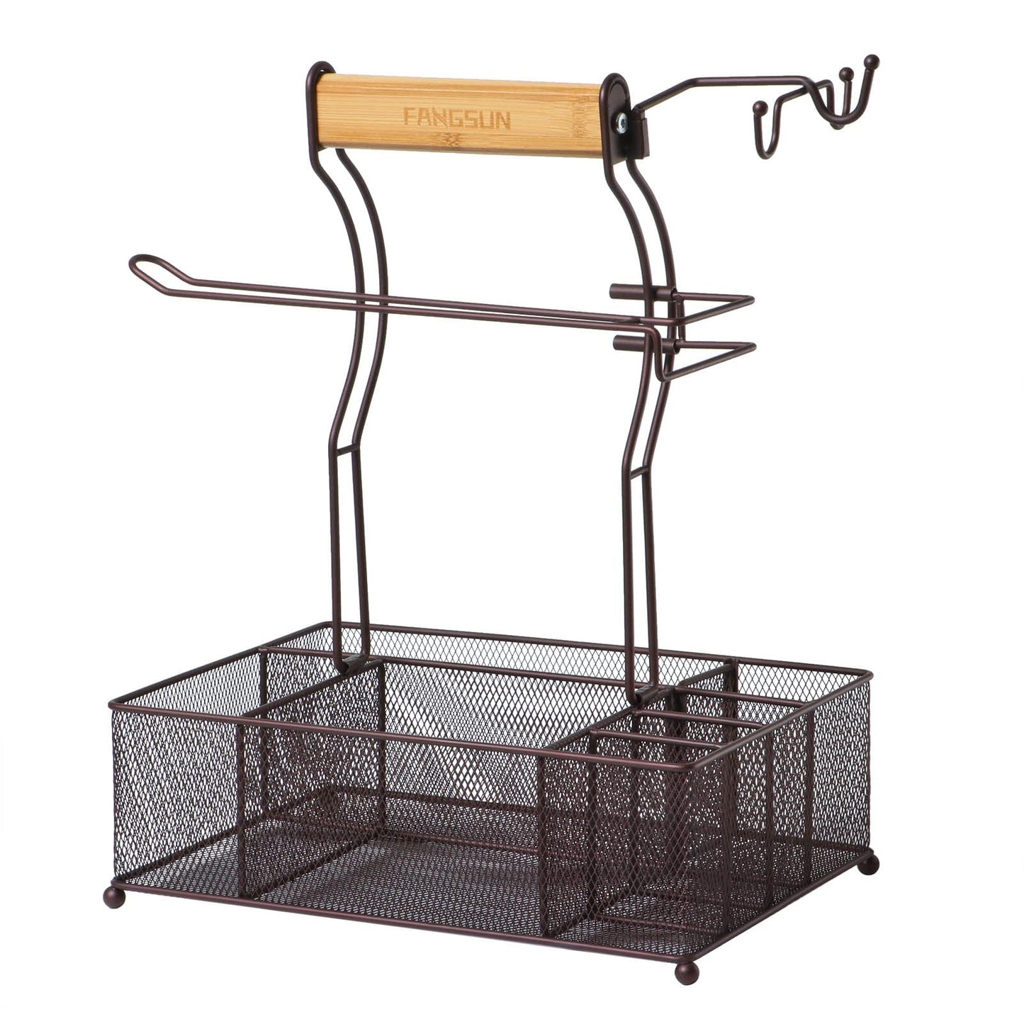 FANGSUN Grill Caddy, BBQ Caddy with Paper Towel Holder, Picnic Condiment Utensil Caddy for Outdoor Camping, Barbecue Accessories Storage Organizer for Griddle Grilling Tool, Rv Patio Camper Must